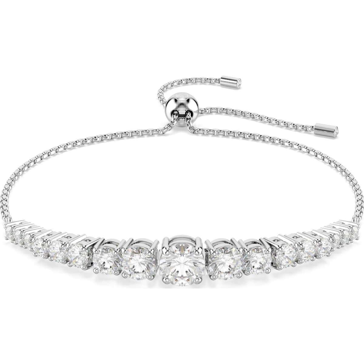 Matrix bracelet Gradient of round cuts, White, Rhodium plated