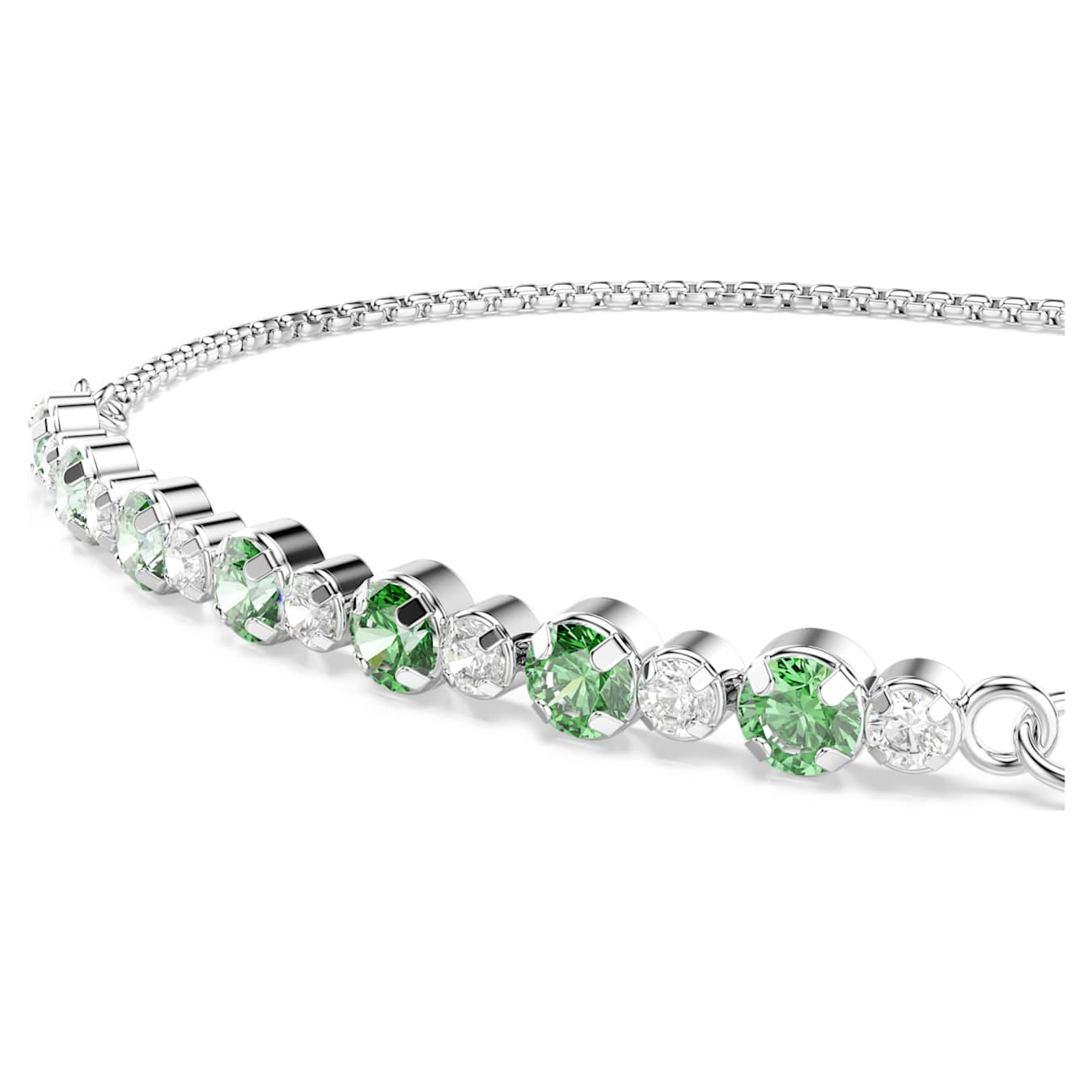 Matrix bracelet Round cut, Green, Rhodium plated - Image 2