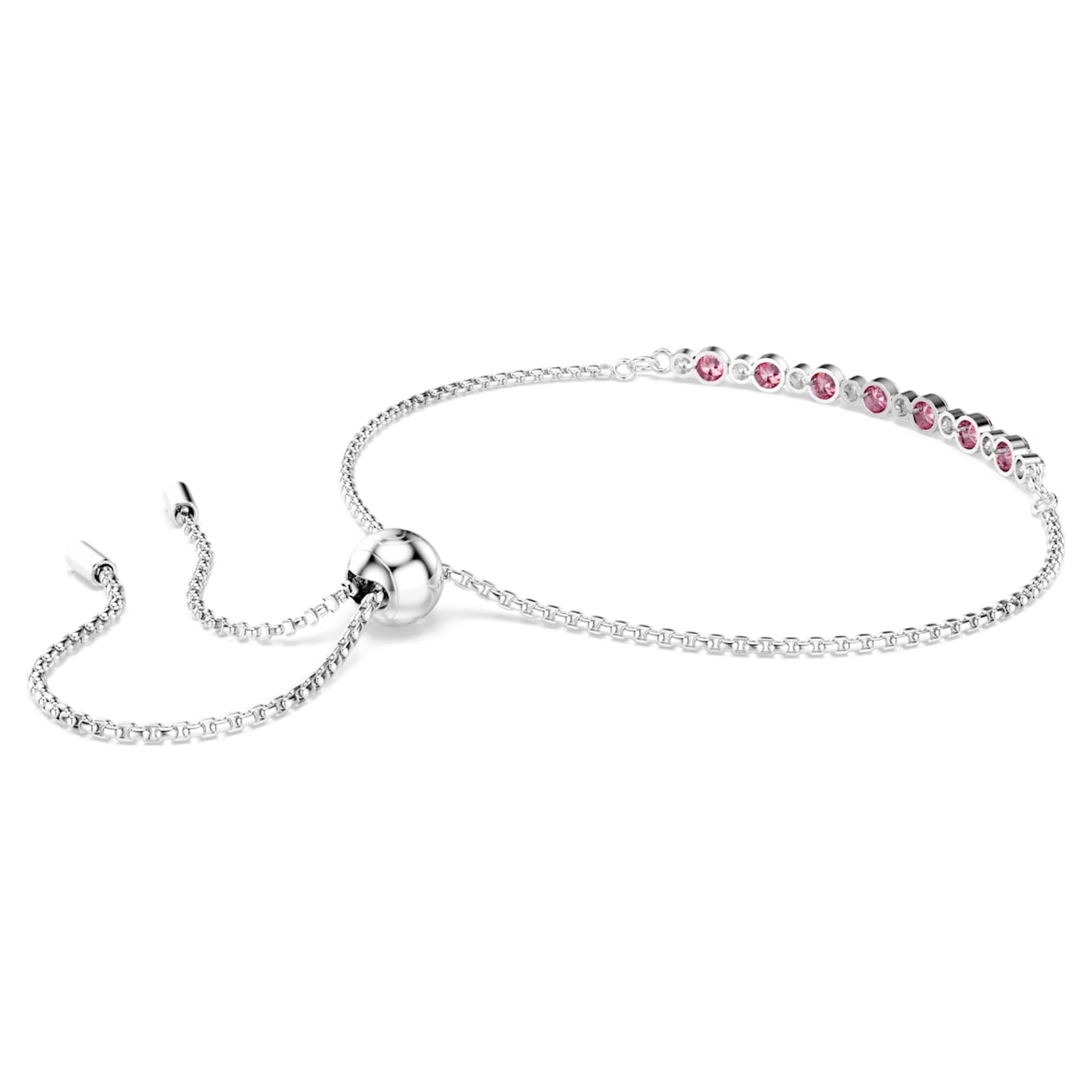 Matrix bracelet Round cut, Pink, Rhodium plated - Image 4
