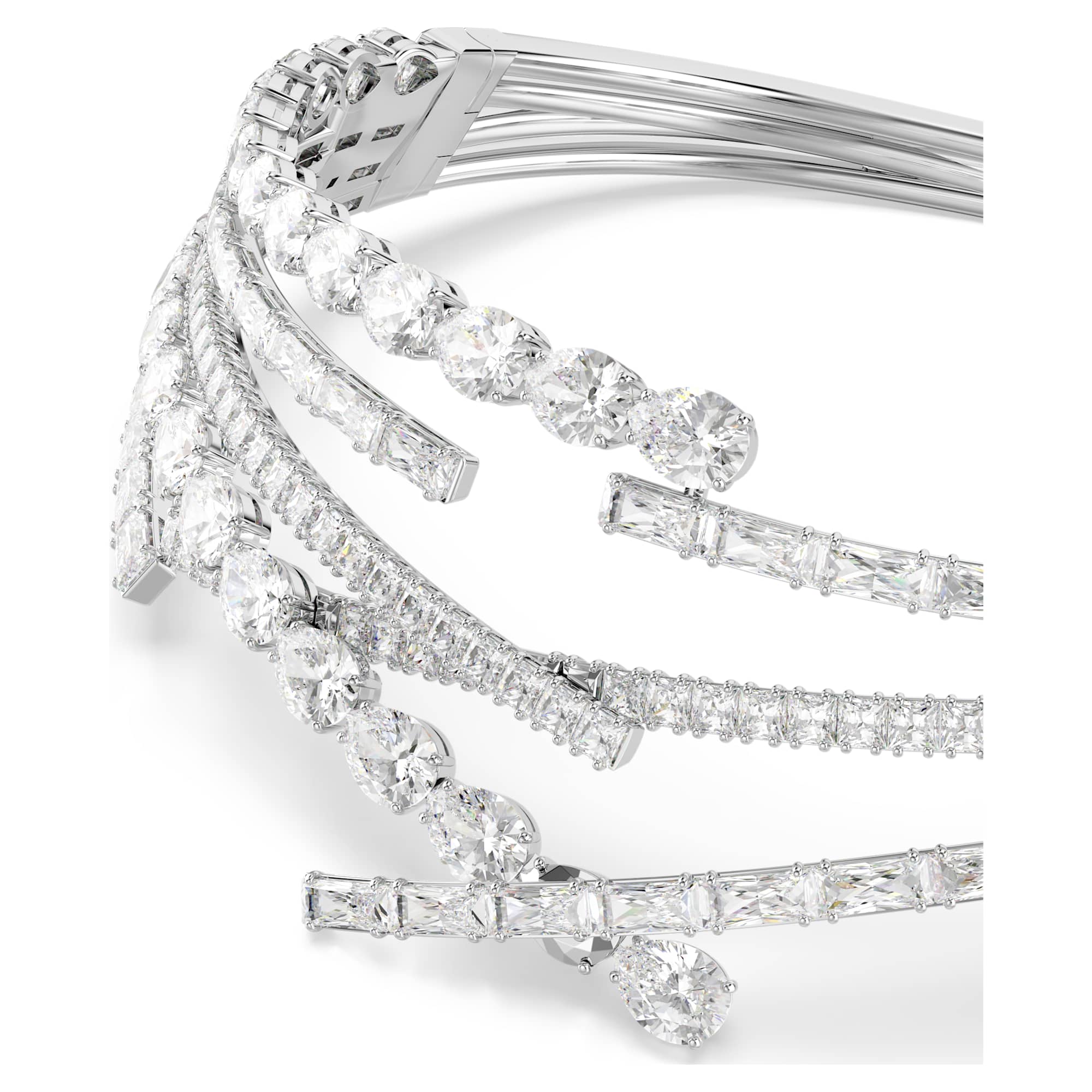 Matrix choker Mixed cuts, White, Rhodium plated - Image 4