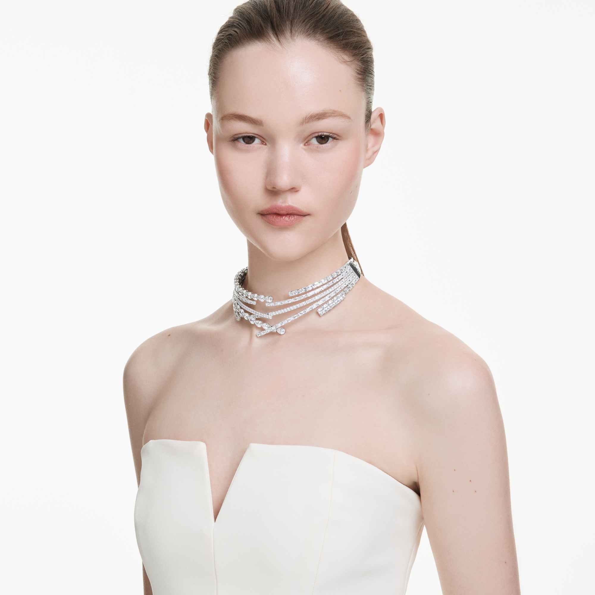 Matrix choker Mixed cuts, White, Rhodium plated - Image 6