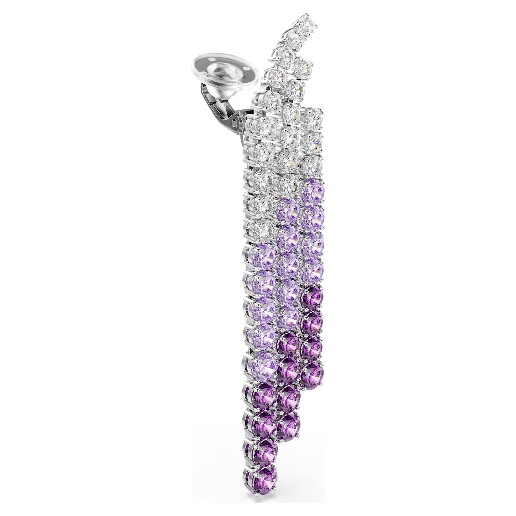 Matrix clip earrings Colour gradient, Round cuts, Purple, Rhodium plated - Image 3