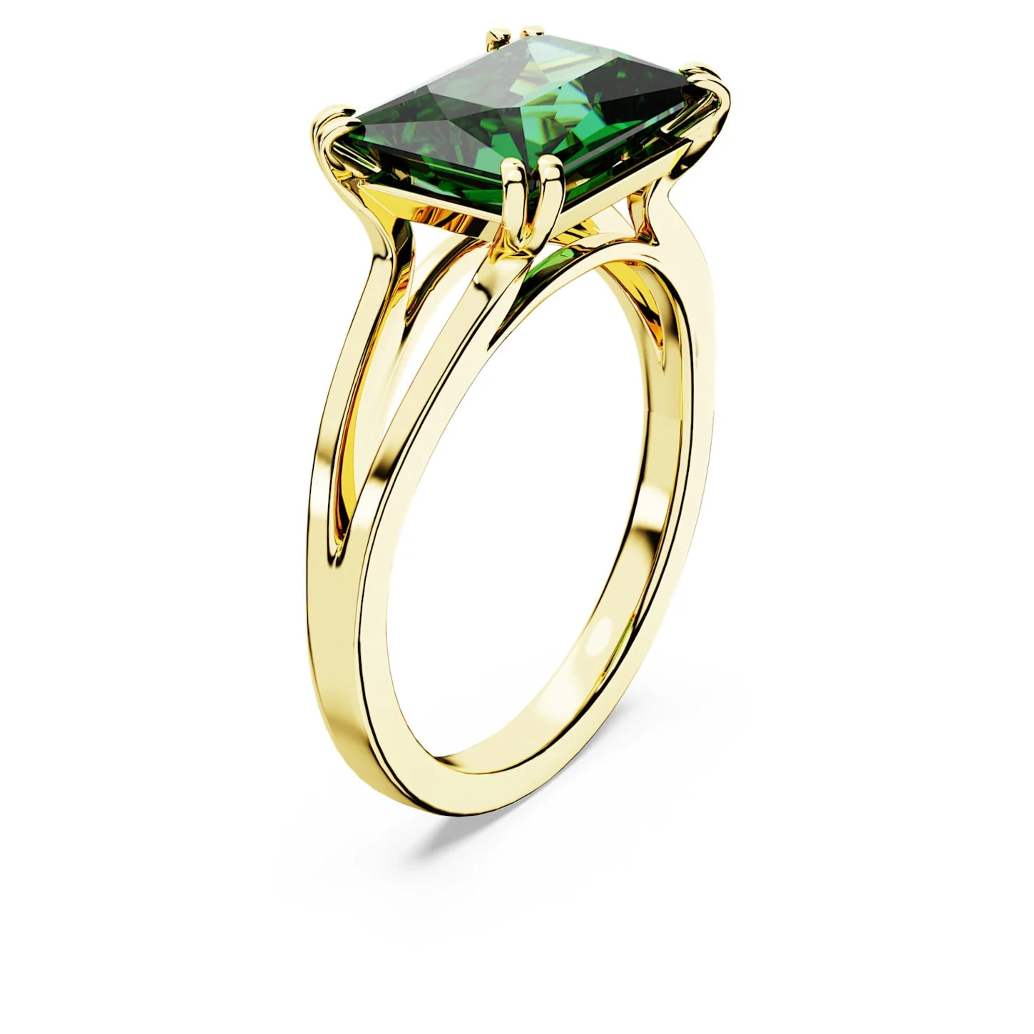 Matrix cocktail ring Rectangular cut, Green, Gold-tone plated - Image 3