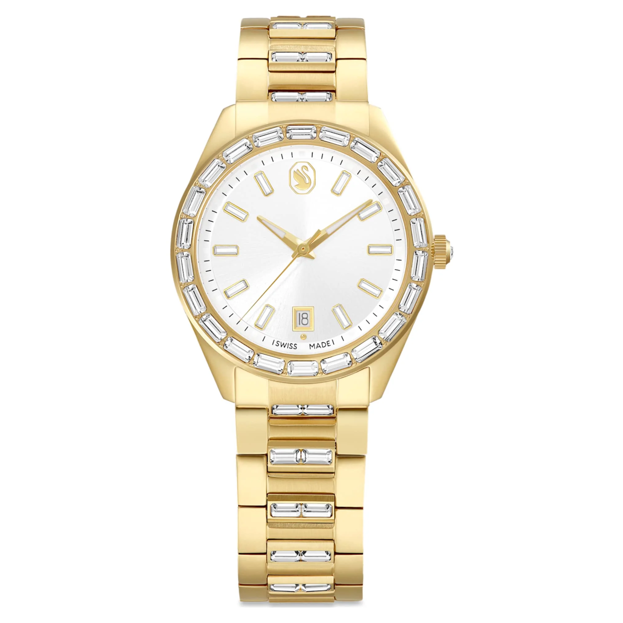 Matrix date watch Swiss Made, Metal bracelet, Gold tone, Gold-tone finish