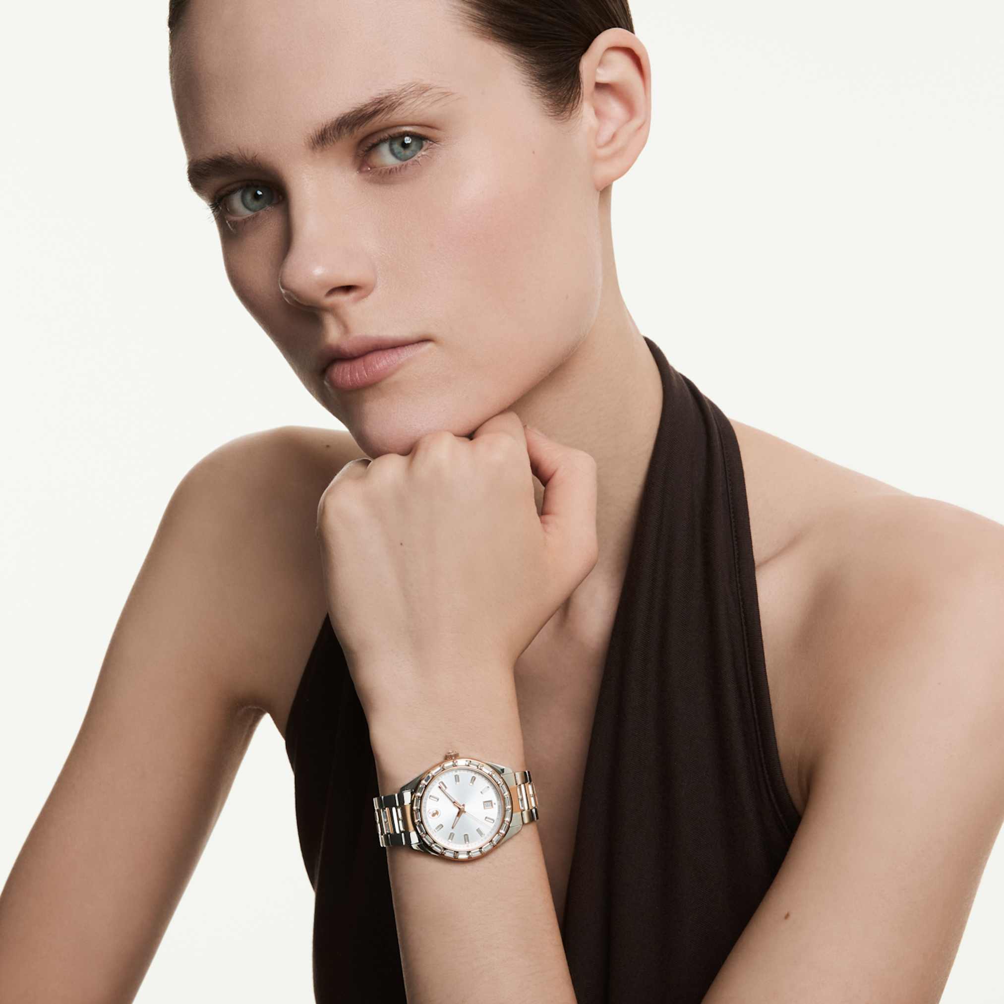 Matrix date watch Swiss Made, Metal bracelet, Rose gold tone, Mixed metal finish - Image 6
