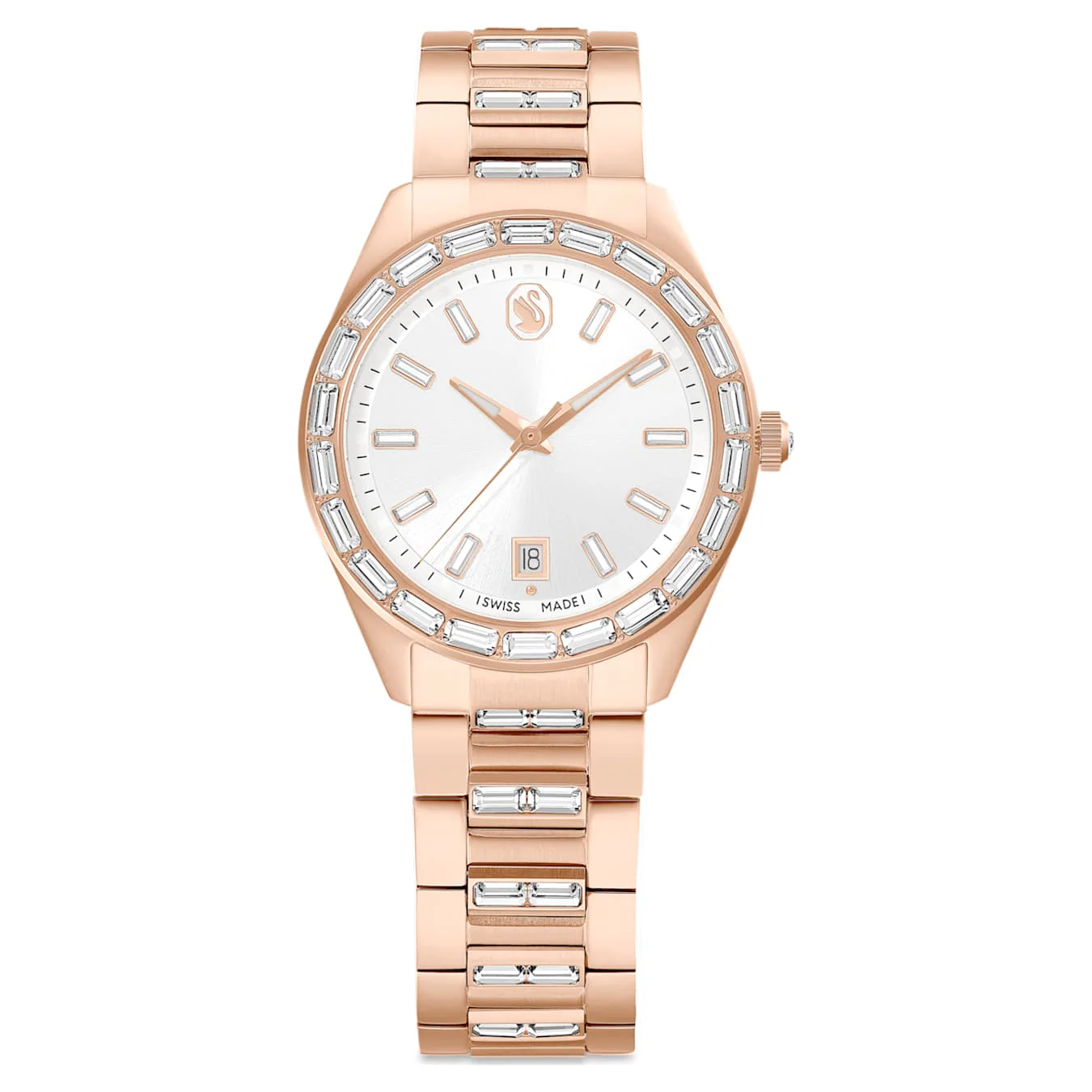 Matrix date watch Swiss Made, Metal bracelet, Rose gold tone, Rose gold-tone finish