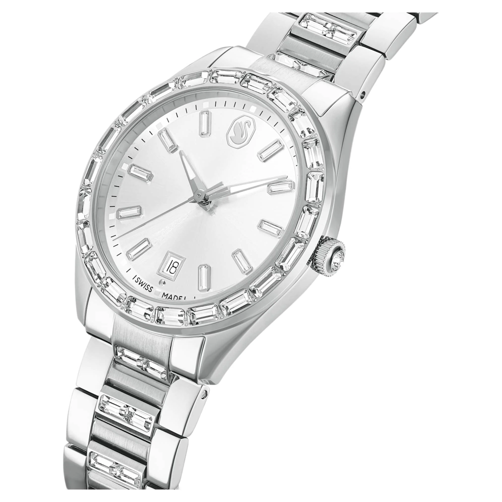 Matrix date watch Swiss Made, Metal bracelet, Silver Tone, Stainless steel - Image 4