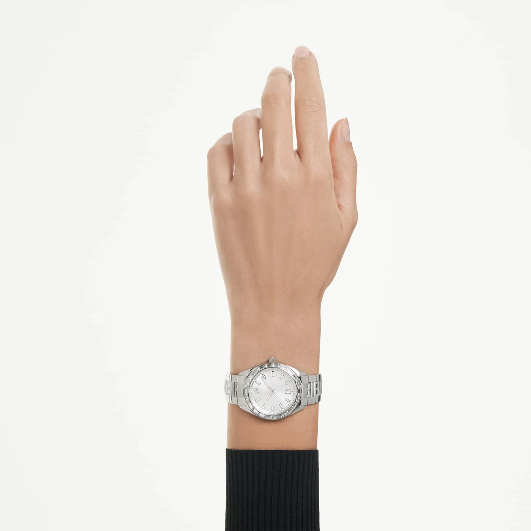 Matrix date watch Swiss Made, Metal bracelet, Silver Tone, Stainless steel - Image 6
