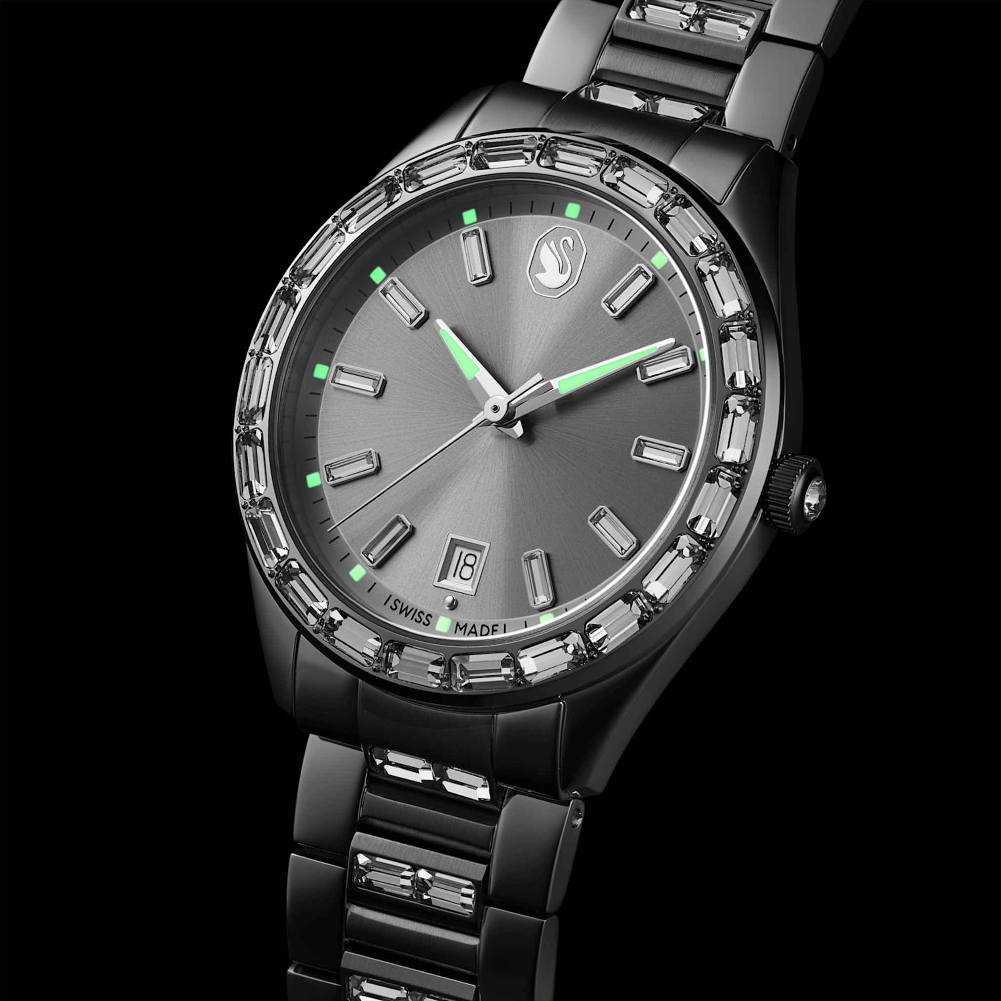 Matrix date watch Swiss Made, Metal bracelet, Silver Tone, Stainless steel - Image 7