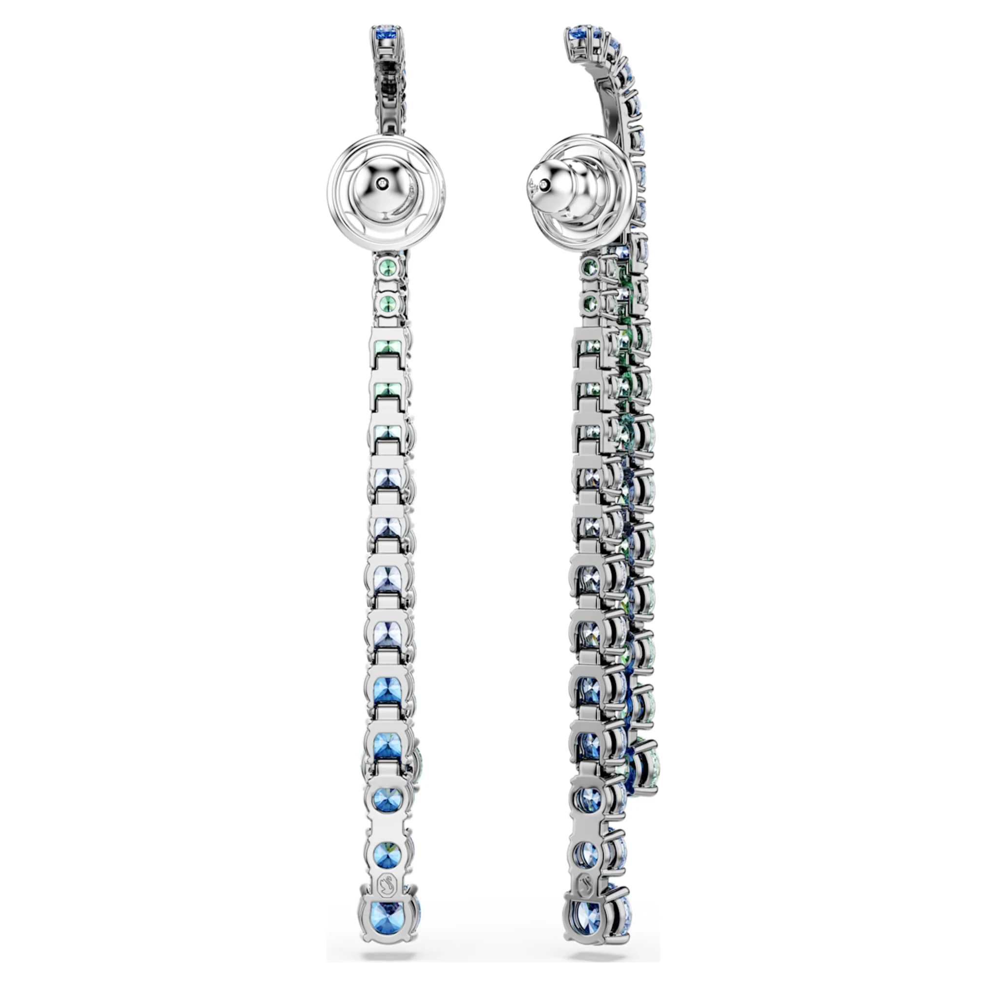 Matrix drop earrings Gradient of round cuts, Multicolored, Ruthenium plated - Image 4