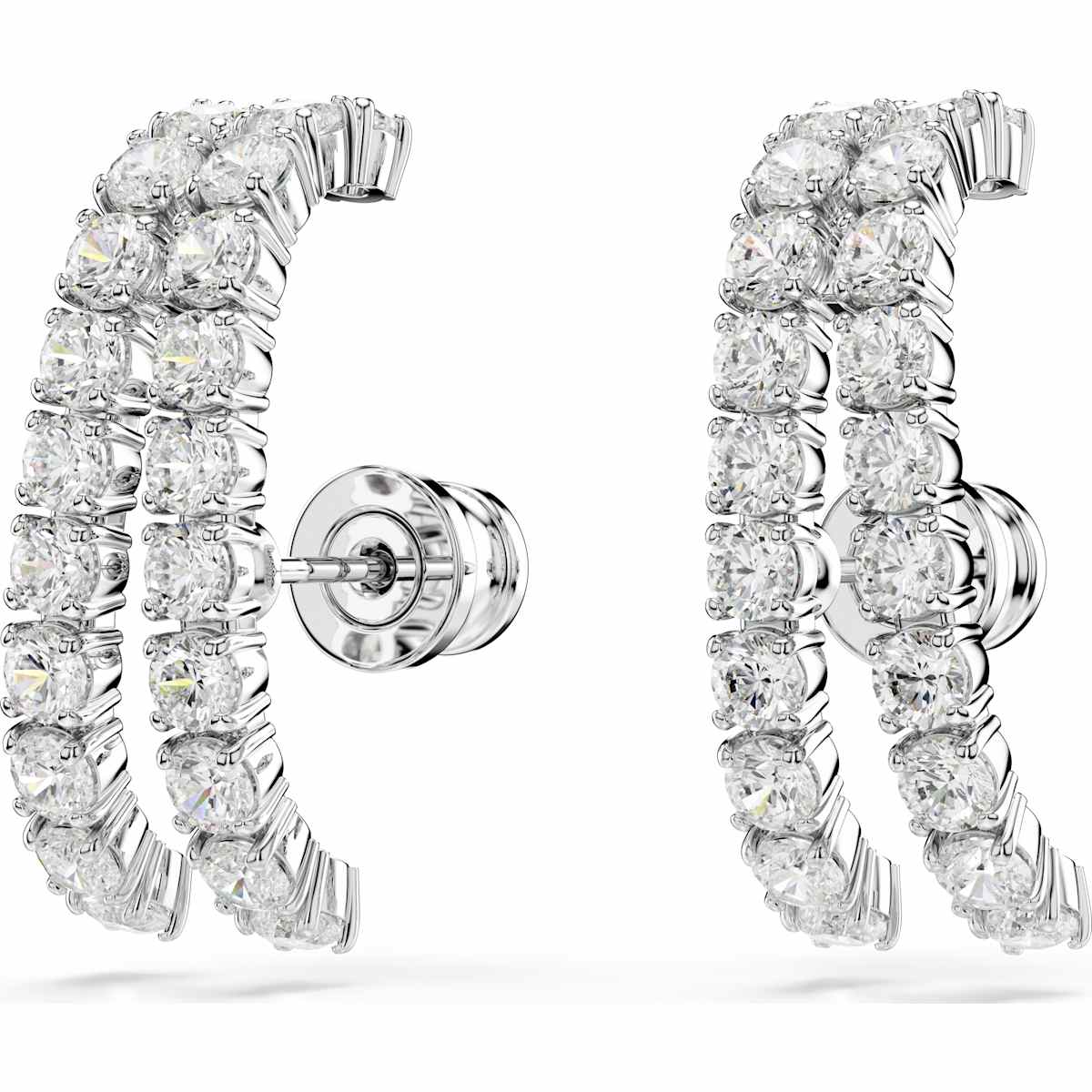 Matrix ear cuffs Round cut, White, Rhodium plated - Image 3