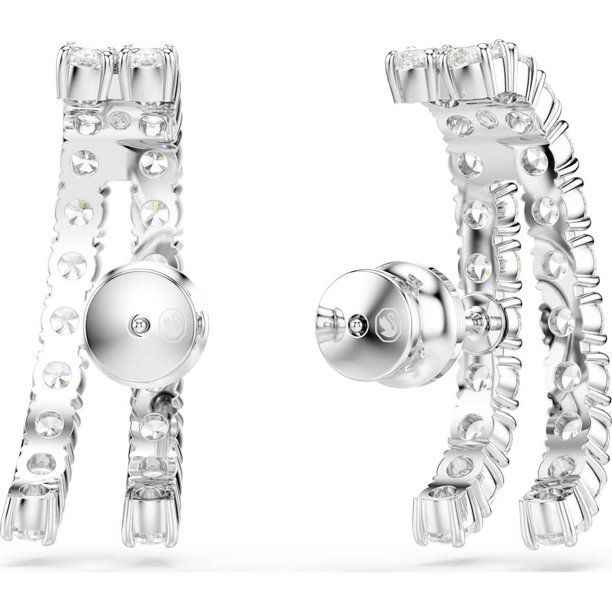Matrix ear cuffs Round cut, White, Rhodium plated - Image 4