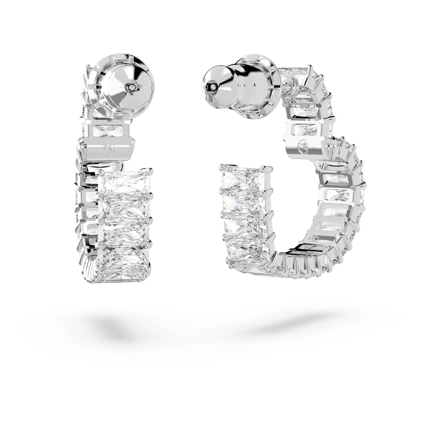Matrix hoop earrings Heart, Small, White, Rhodium plated - Image 4