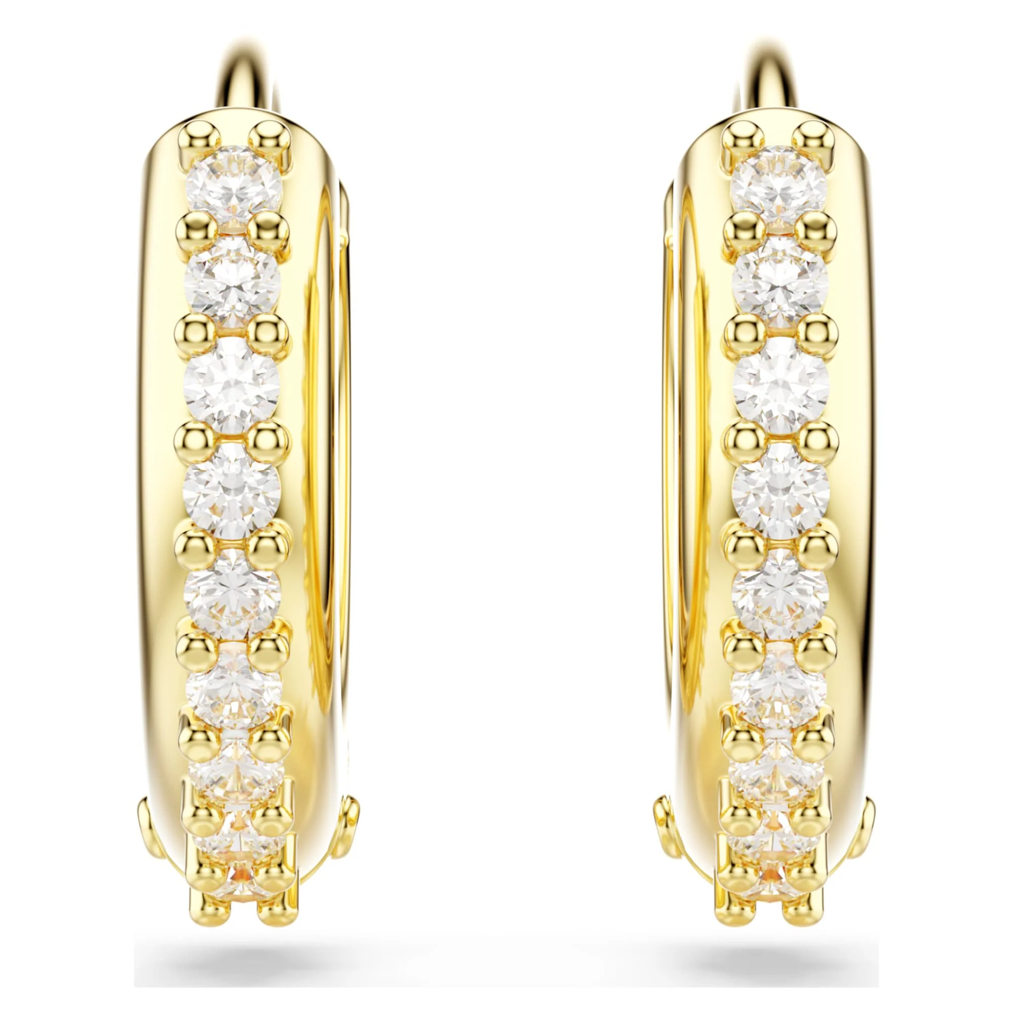 Matrix hoop earrings Round cut, White, Gold-tone plated - Image 2