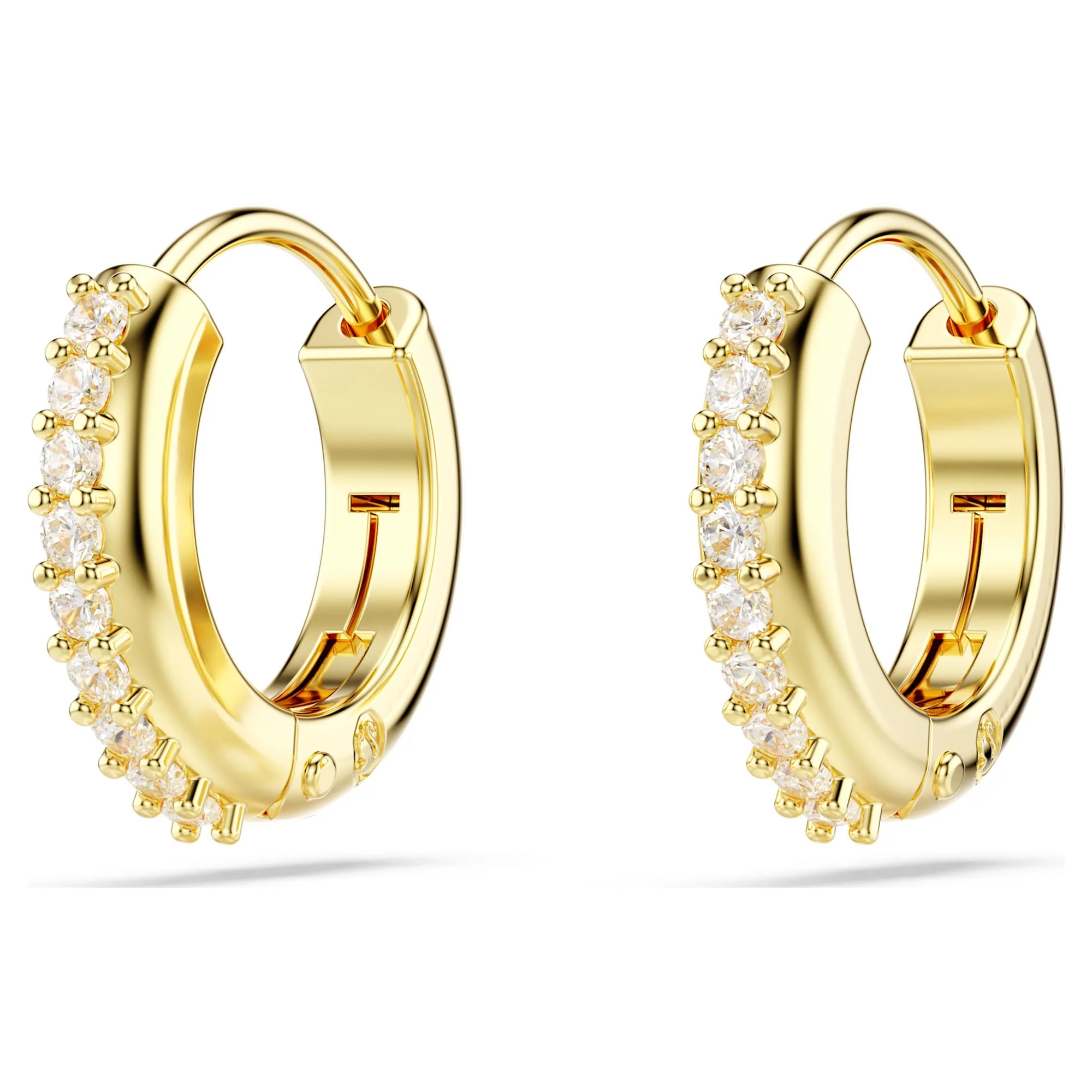 Matrix hoop earrings Round cut, White, Gold-tone plated - Image 3