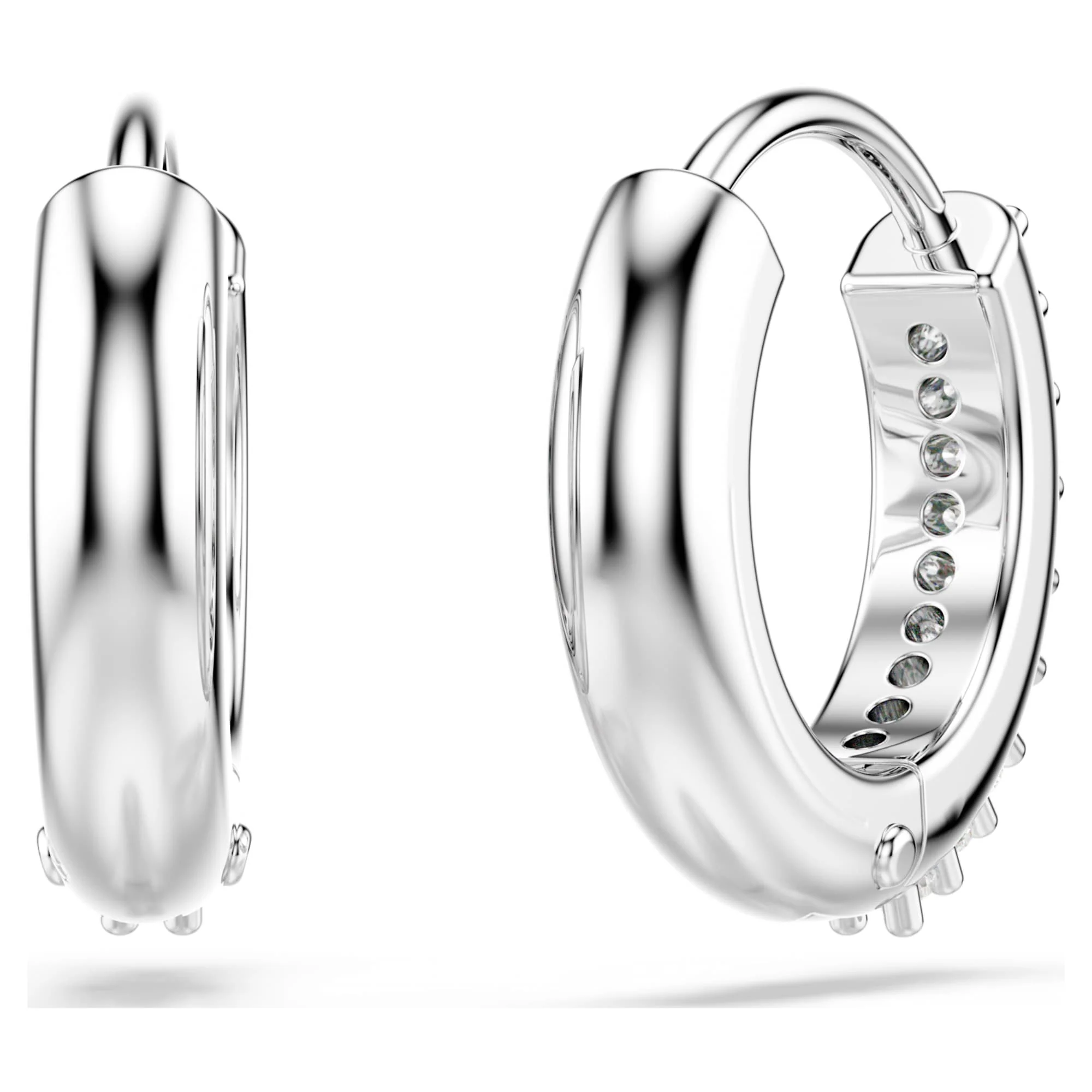 Matrix hoop earrings Round cut, White, Rhodium plated - Image 4