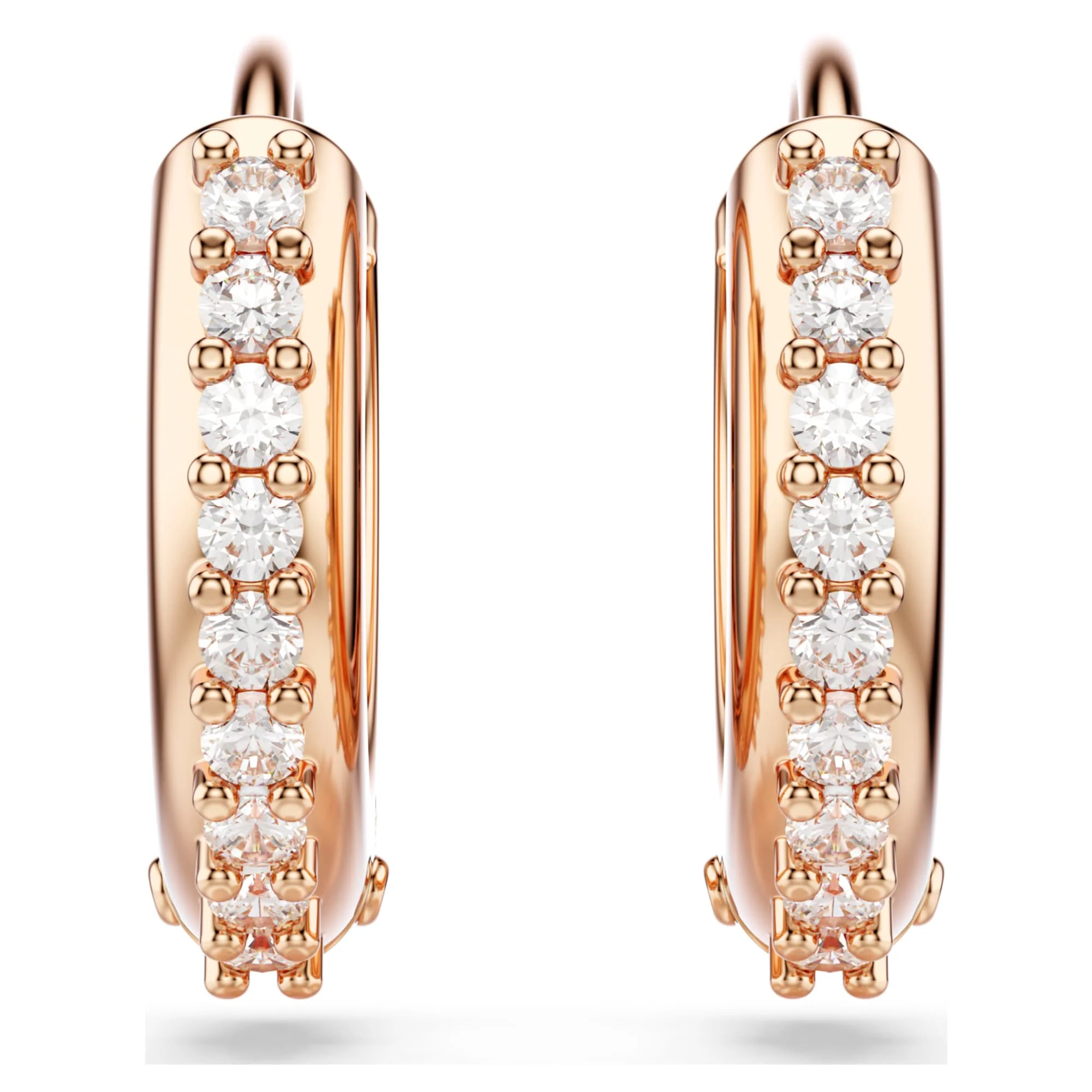 Matrix hoop earrings Round cut, White, Rose gold-tone plated - Image 2