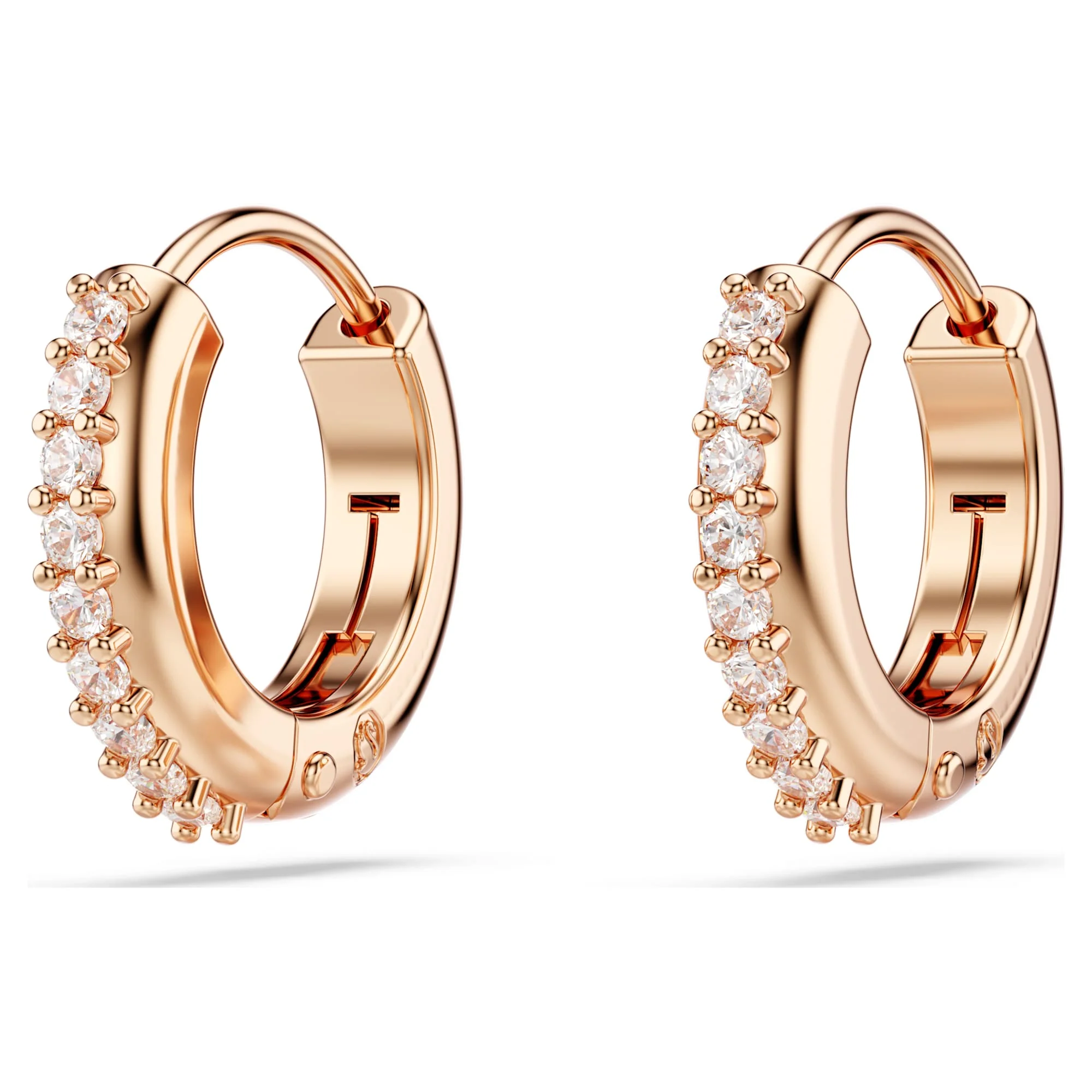 Matrix hoop earrings Round cut, White, Rose gold-tone plated - Image 3