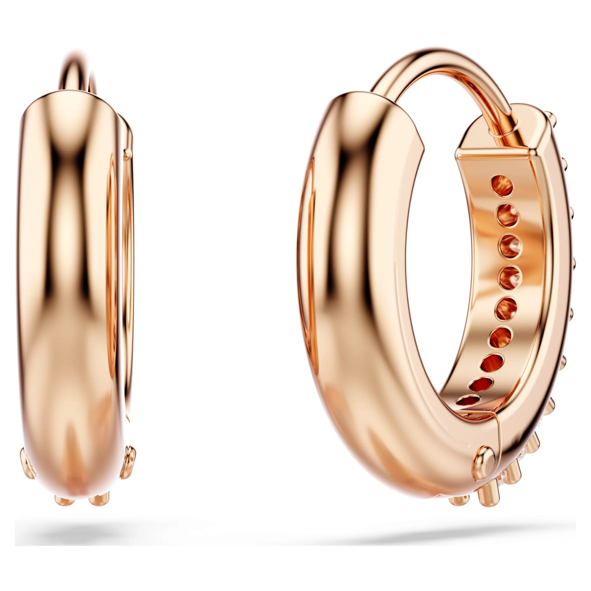 Matrix hoop earrings Round cut, White, Rose gold-tone plated - Image 4