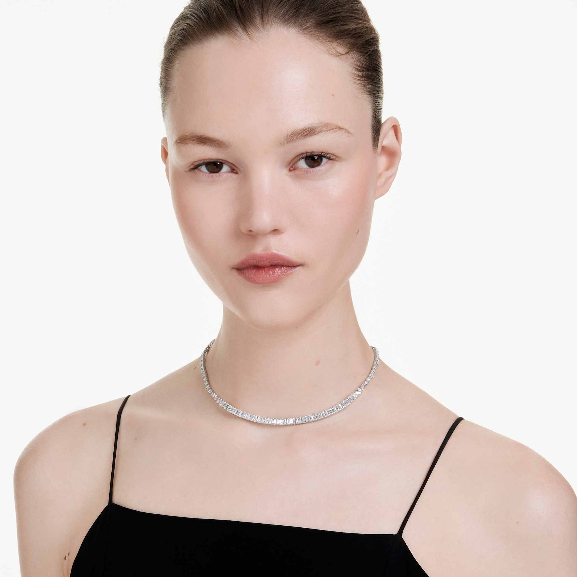 Matrix necklace Baguette cut, White, Rhodium plated - Image 6