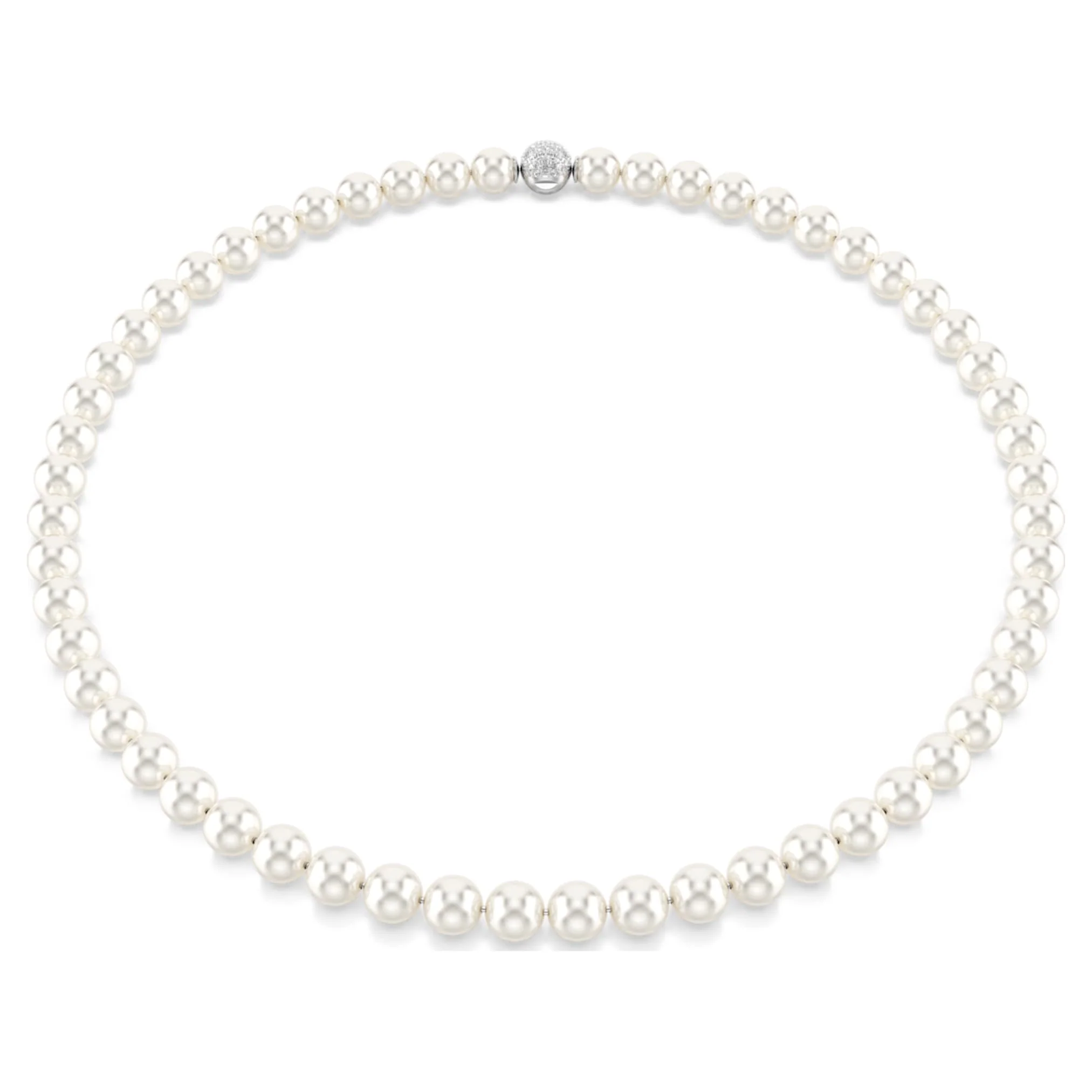 Matrix necklace Crystal pearl, White, Rhodium plated