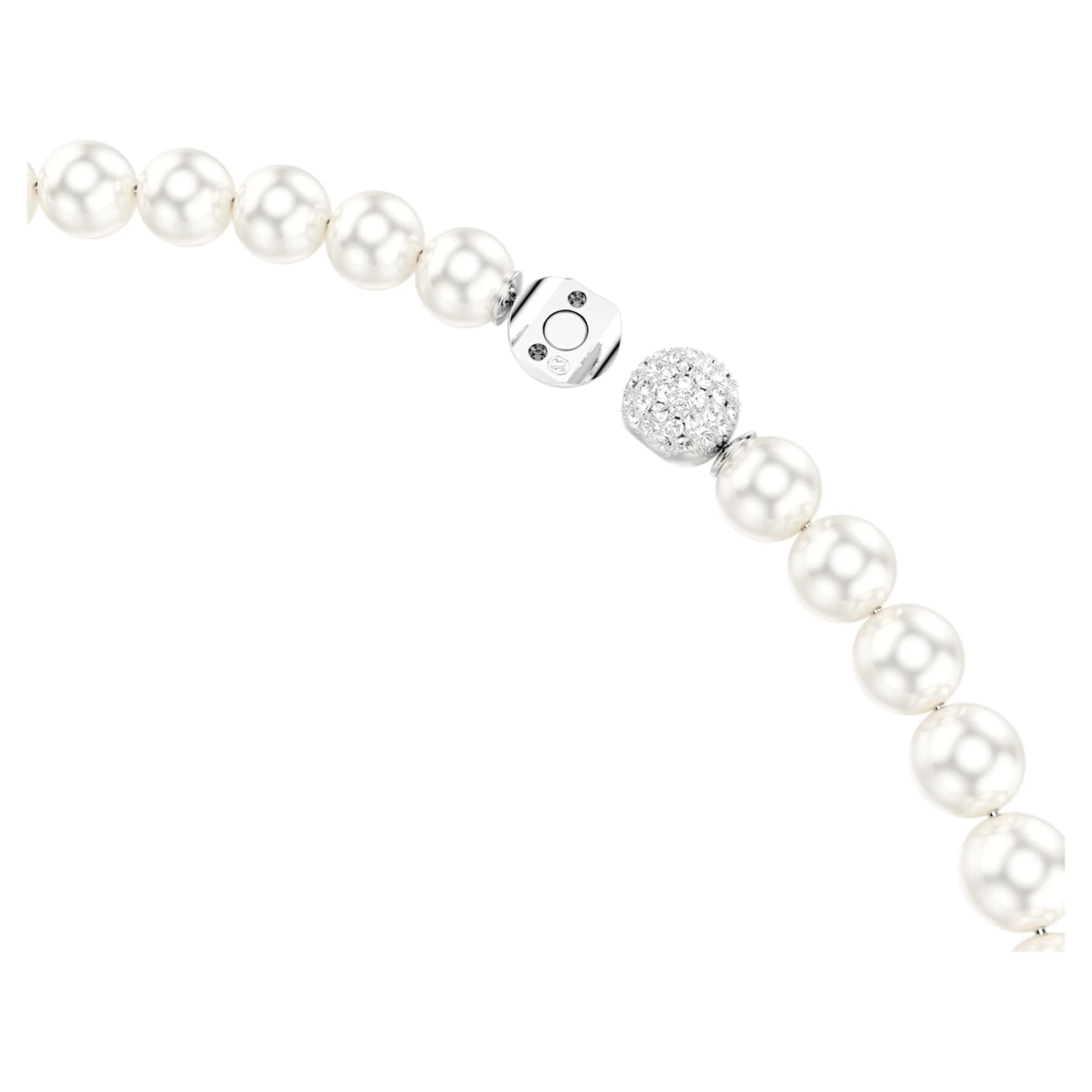 Matrix necklace Crystal pearl, White, Rhodium plated - Image 3