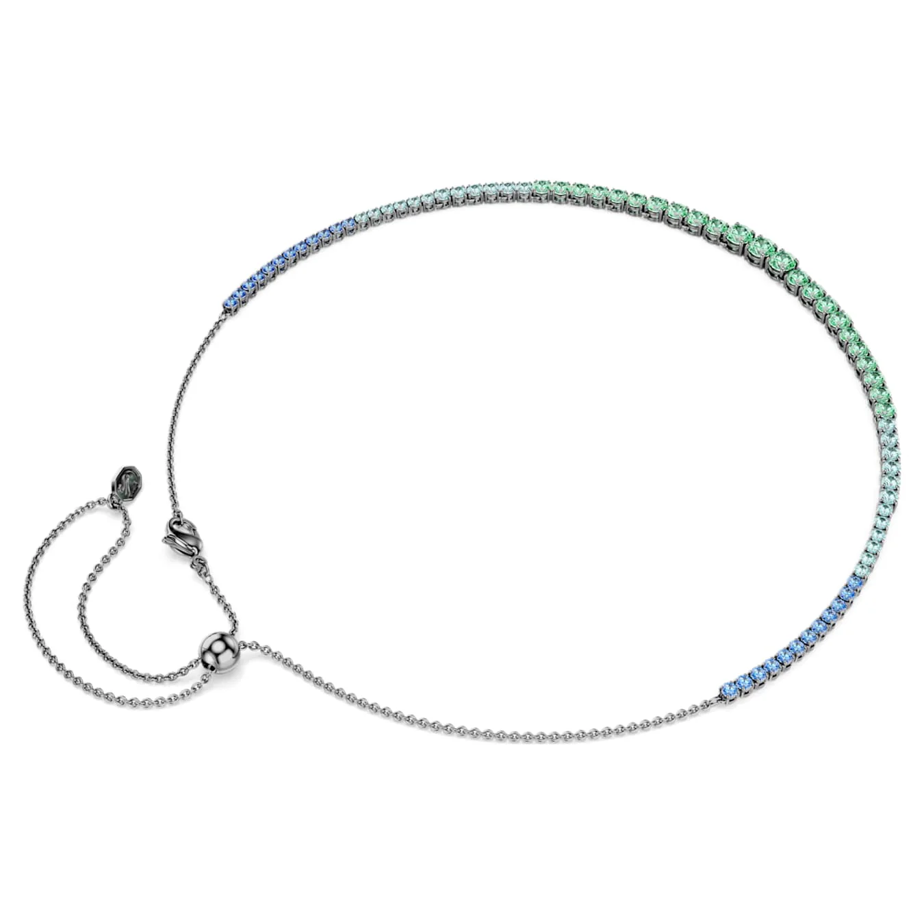 Matrix necklace Gradient of round cuts, Multicolored, Ruthenium plated - Image 4