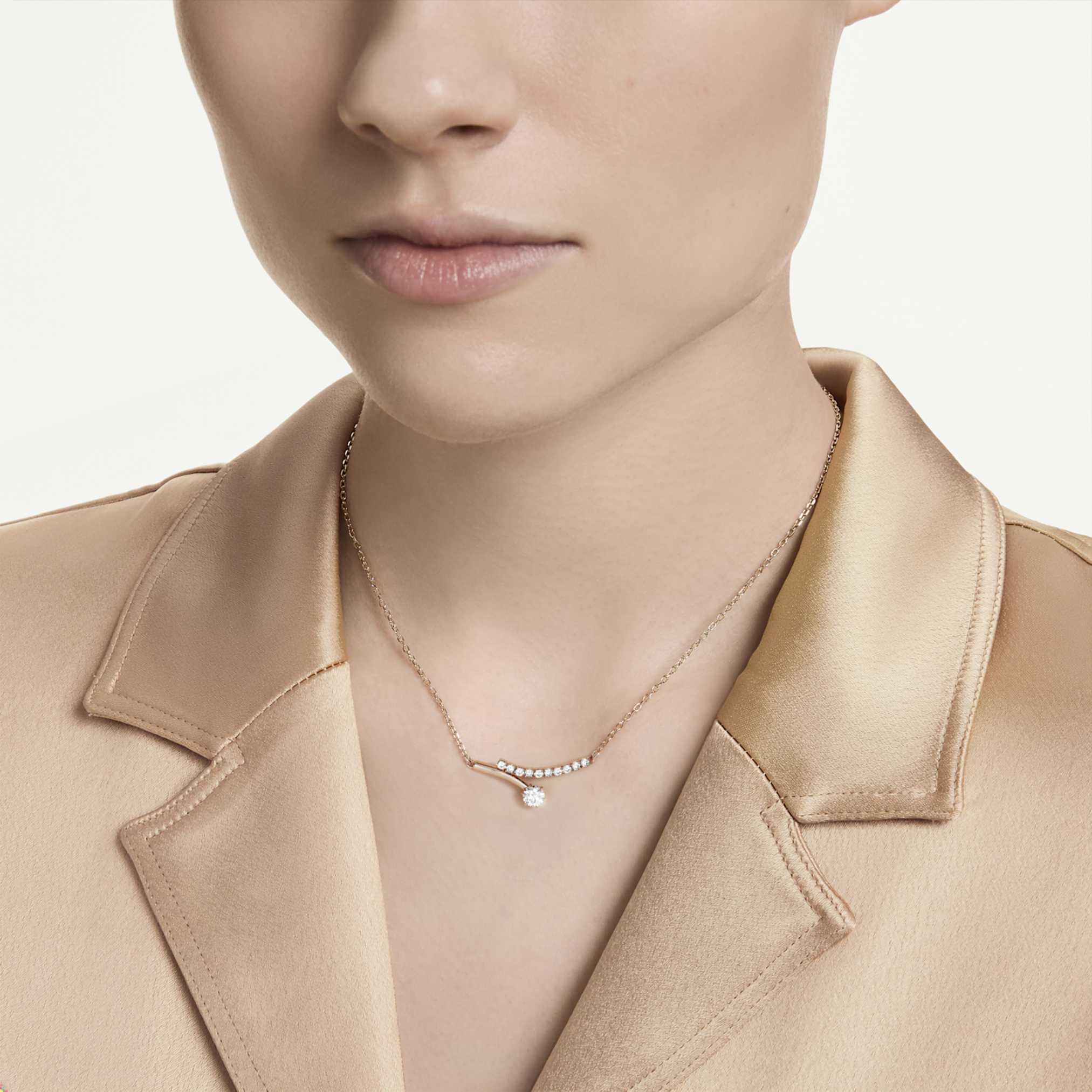 Matrix necklace Round cut, White, 18K rose gold finish - Image 6
