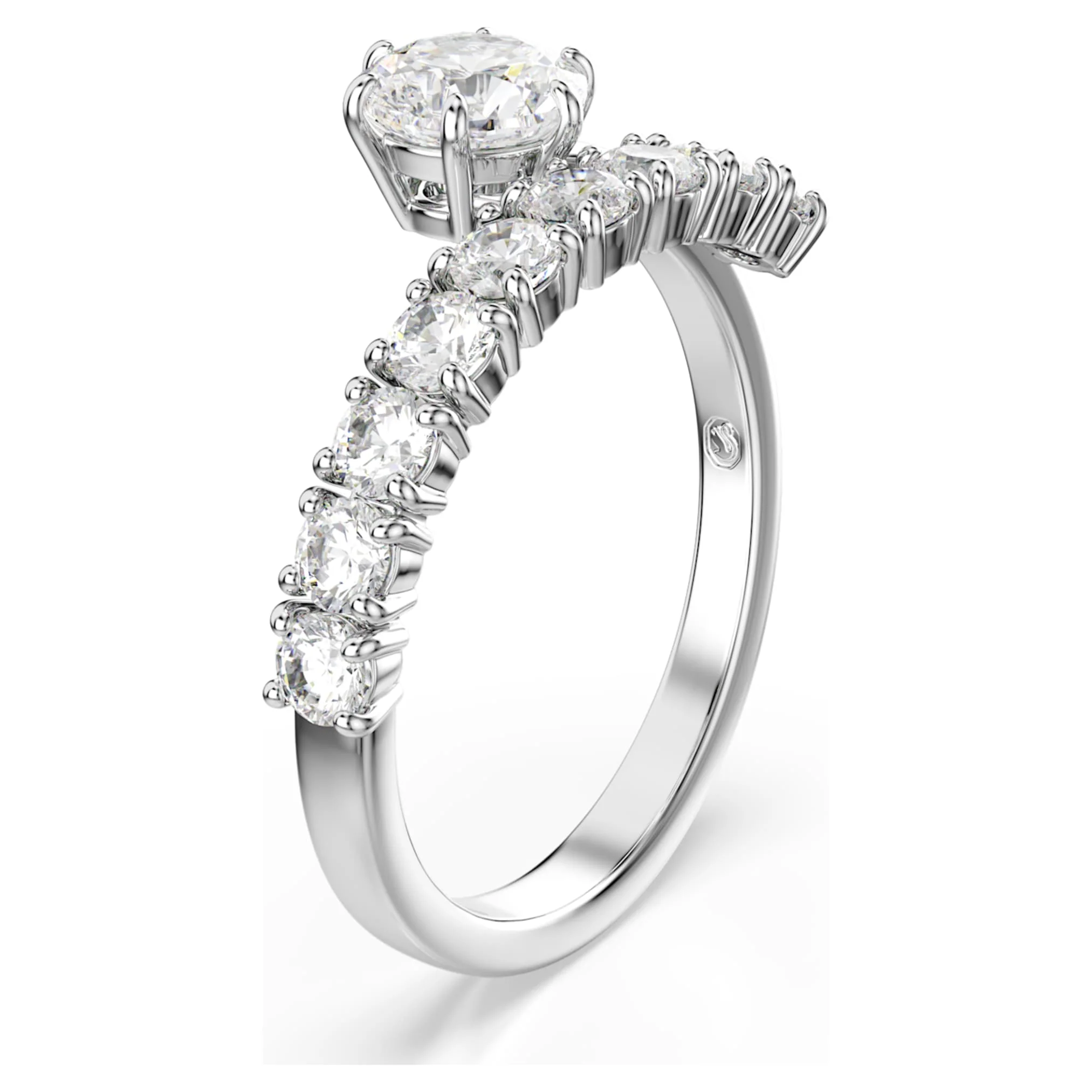 Matrix open ring Round cut, White, Rhodium plated - Image 2