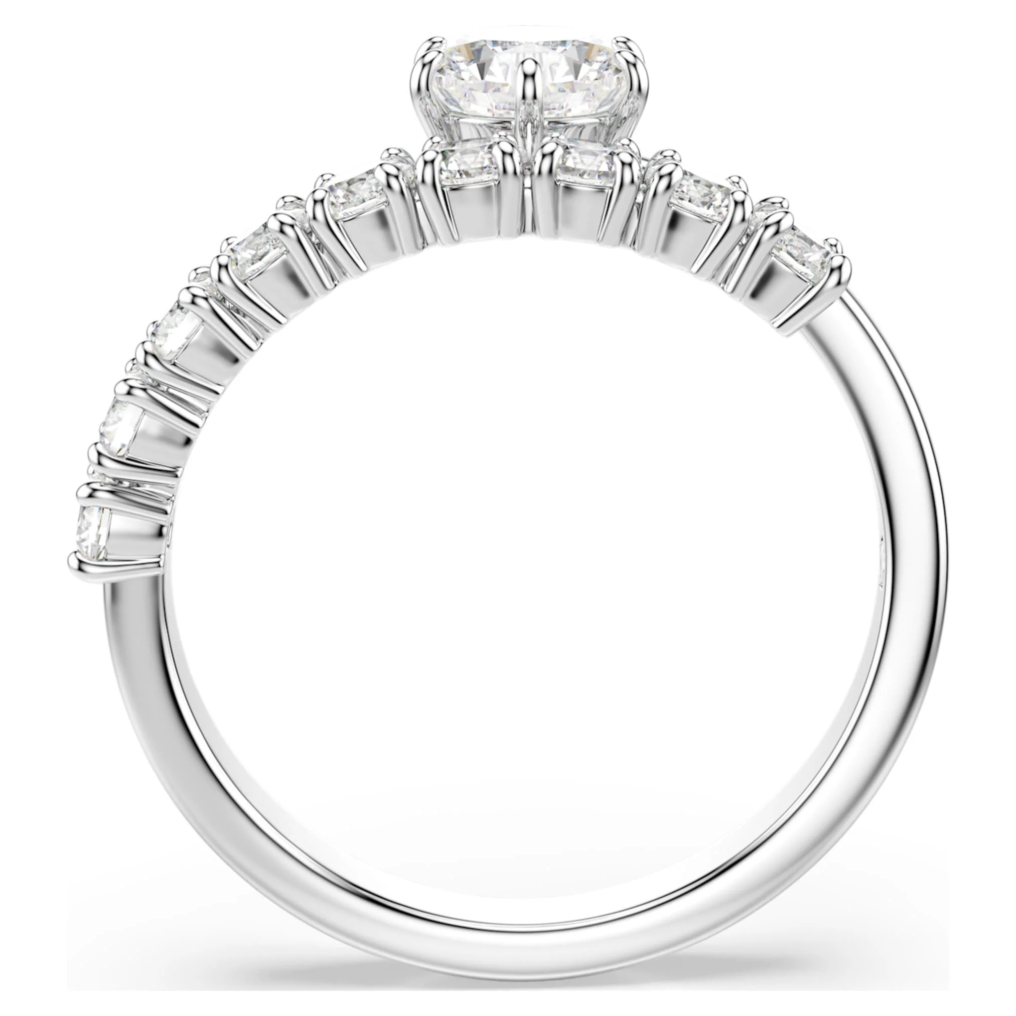 Matrix open ring Round cut, White, Rhodium plated - Image 3
