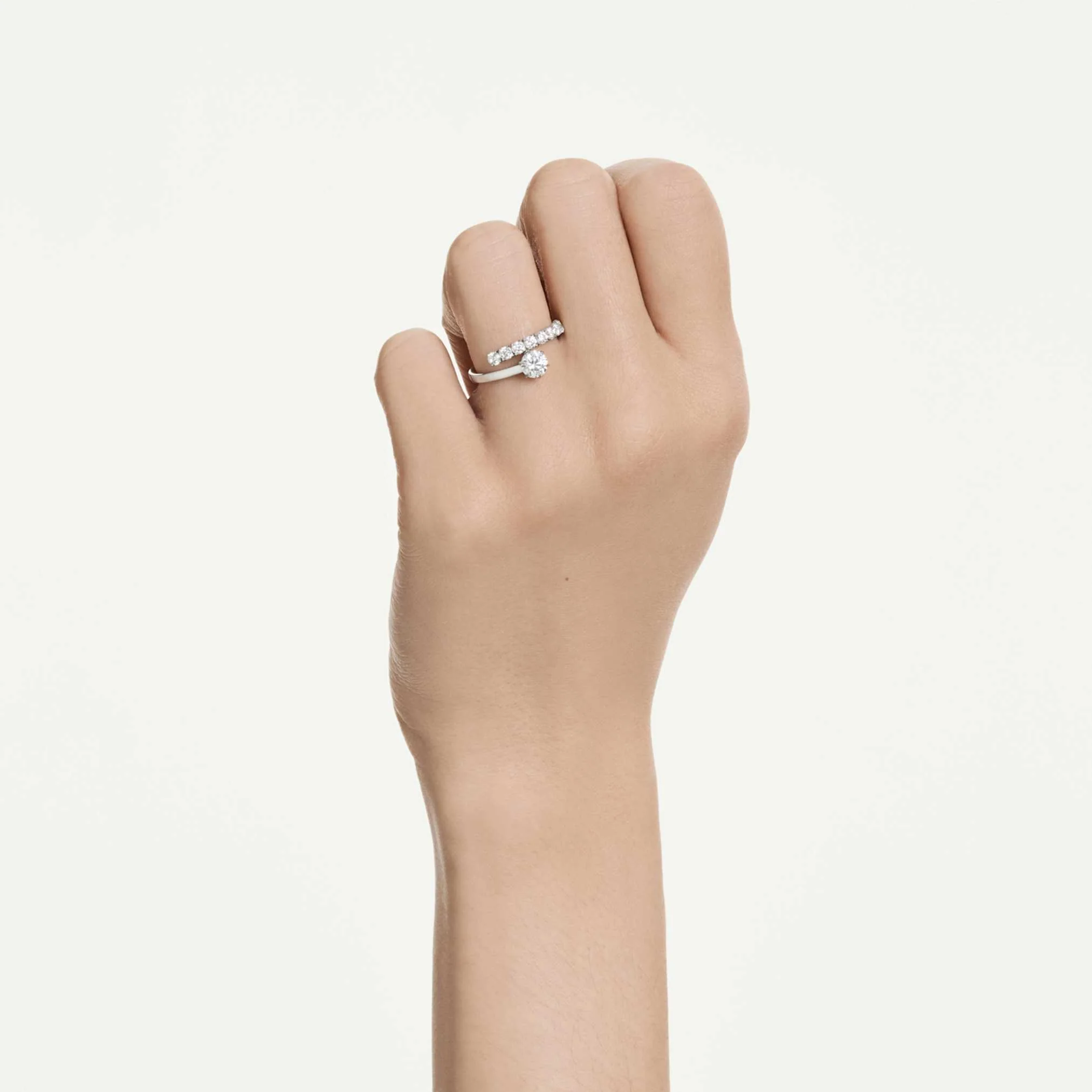 Matrix open ring Round cut, White, Rhodium plated - Image 5