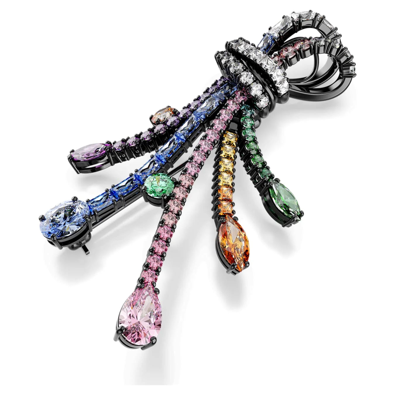 Matrix pendant and brooch Mixed cuts, Bouquet, Multicolored, Ruthenium plated - Image 3