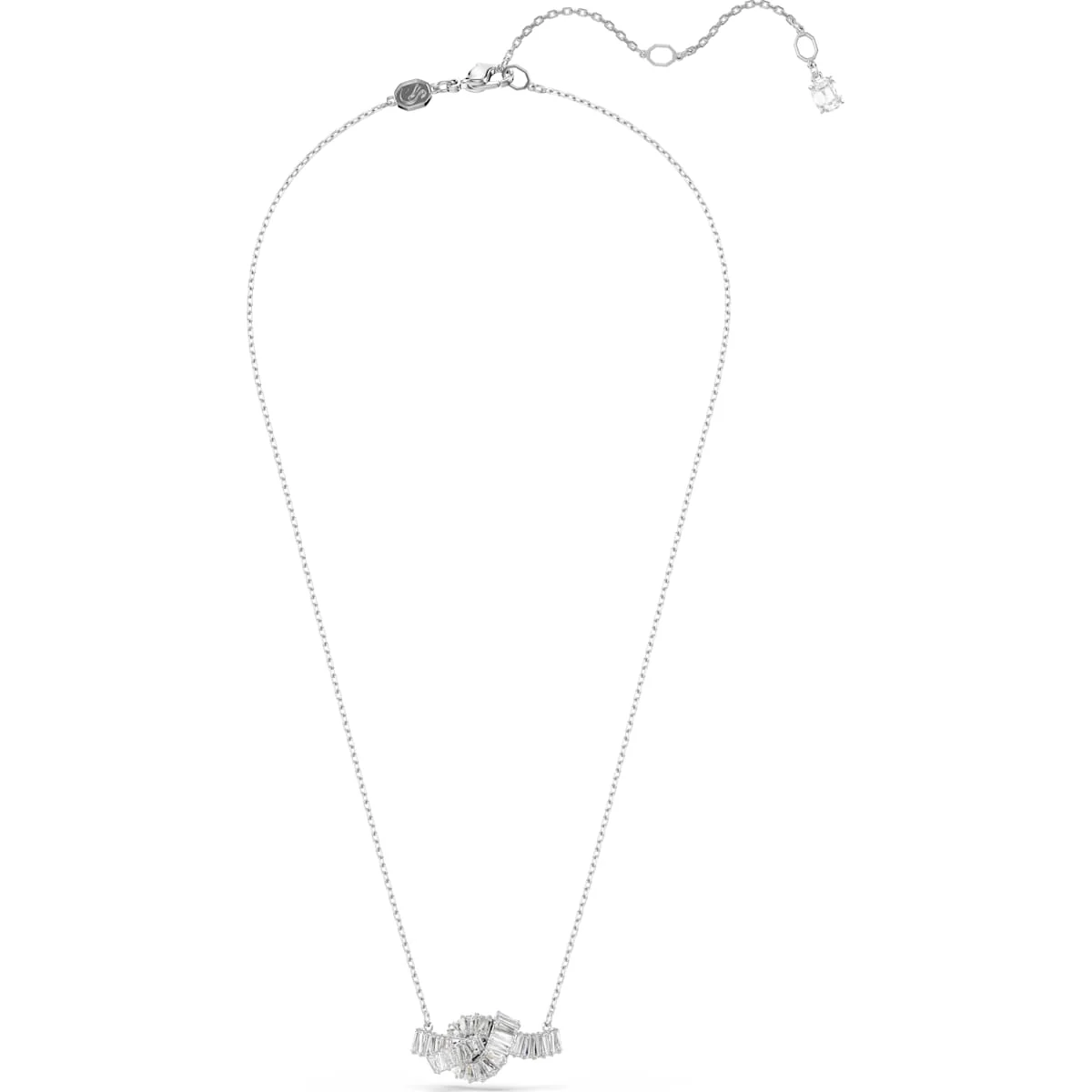 Matrix pendant, Baguette cut, Knot, White, Rhodium plated - Image 2