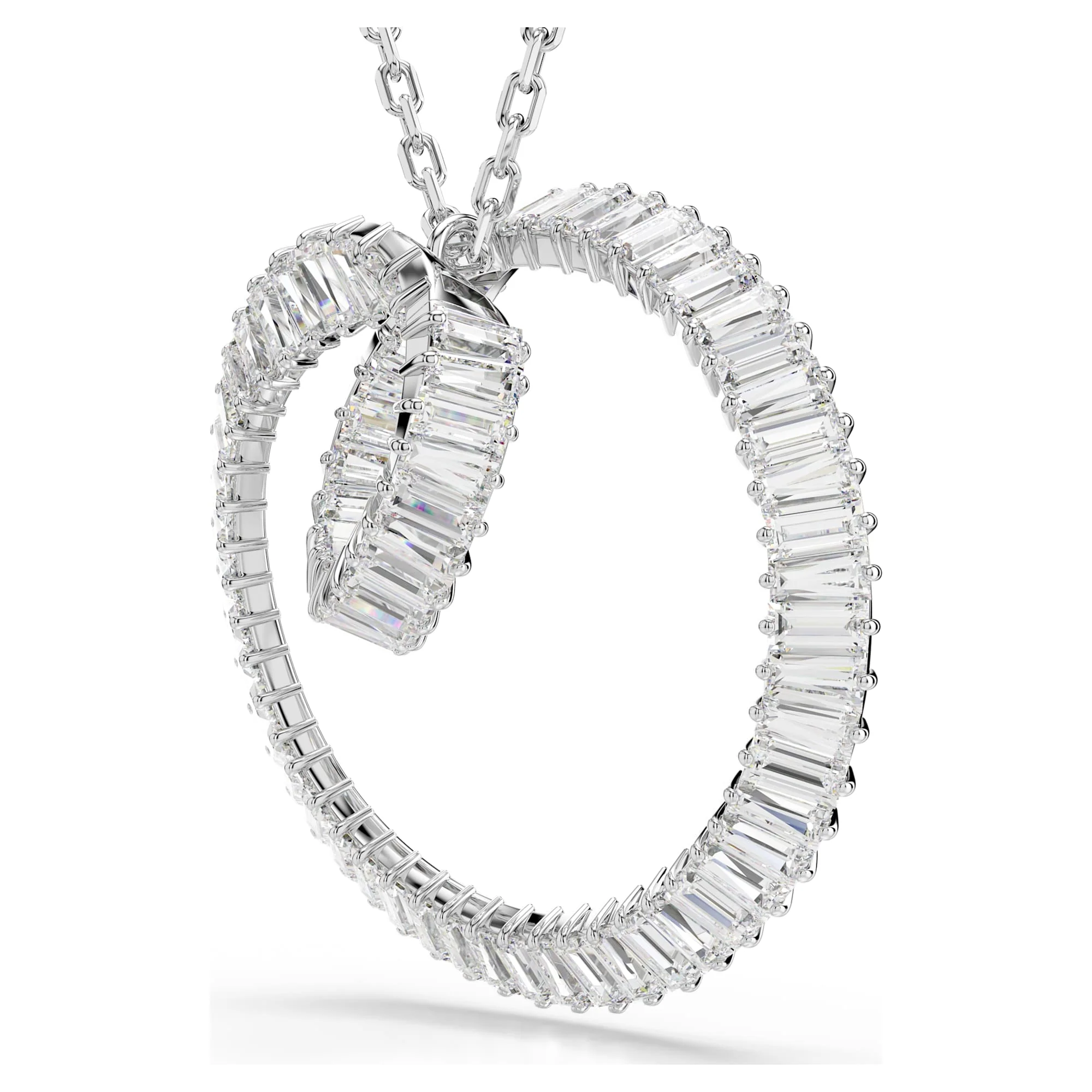 Matrix pendant Baguette cut, White, Rhodium plated - Image 3