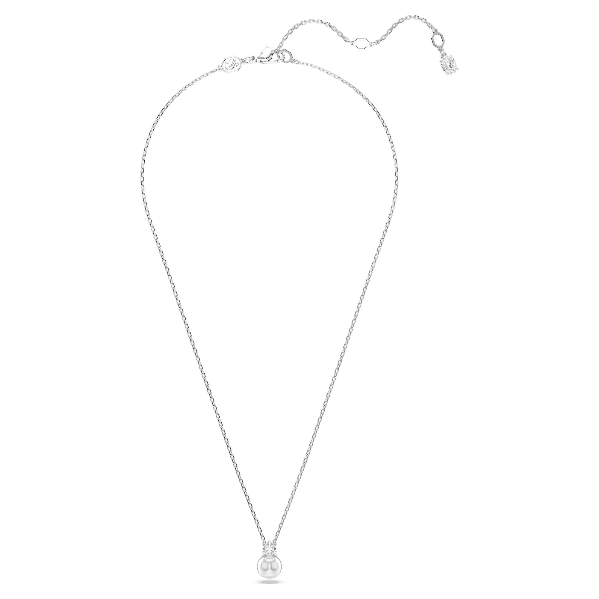 Matrix pendant Crystal pearl, Round cut, White, Rhodium plated - Image 2