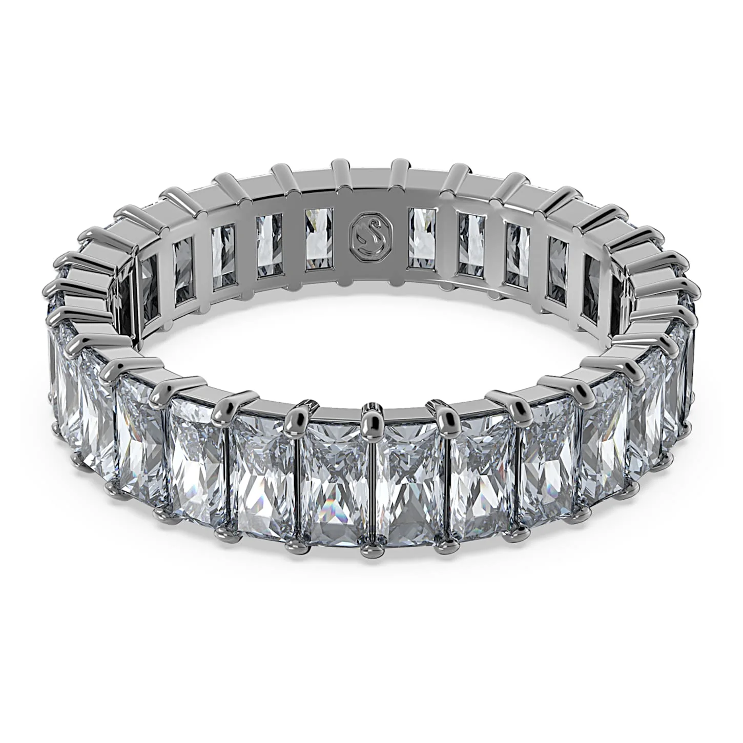 Matrix ring Baguette cut, Gray, Ruthenium plated