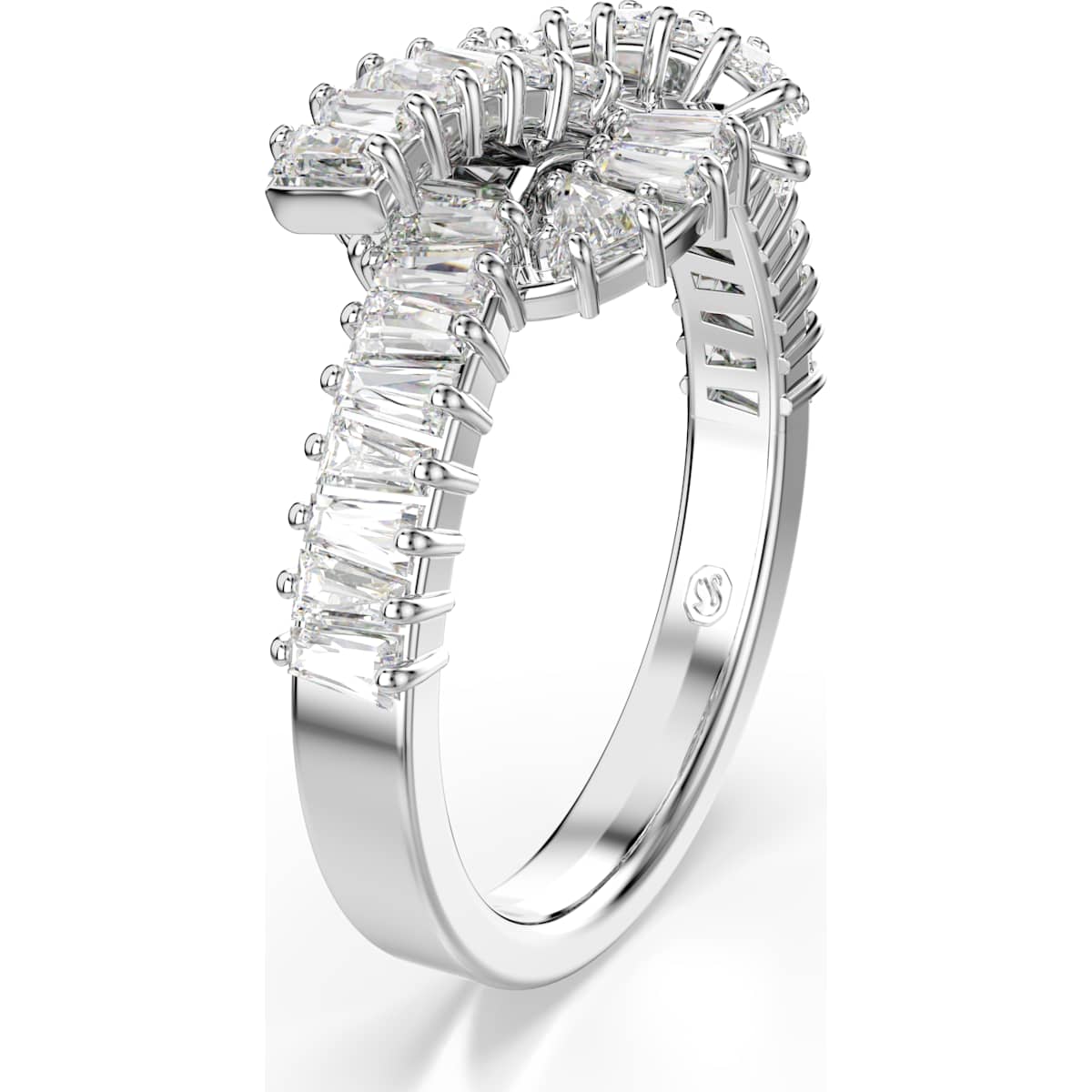Matrix ring, Baguette cut, Knot, White, Rhodium plated - Image 2