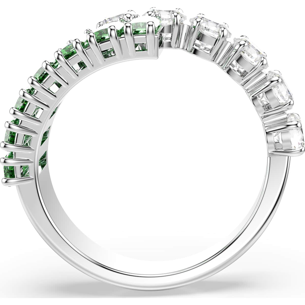 Matrix ring, Mixed cuts, Green, Rhodium plated - Image 3