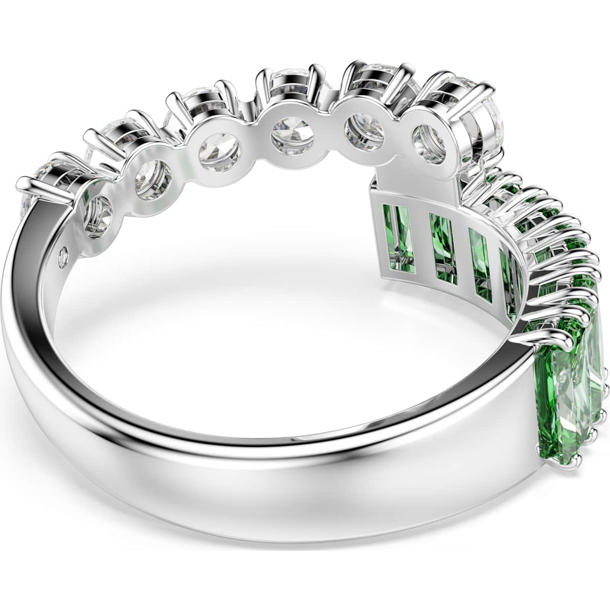 Matrix ring, Mixed cuts, Green, Rhodium plated - Image 4