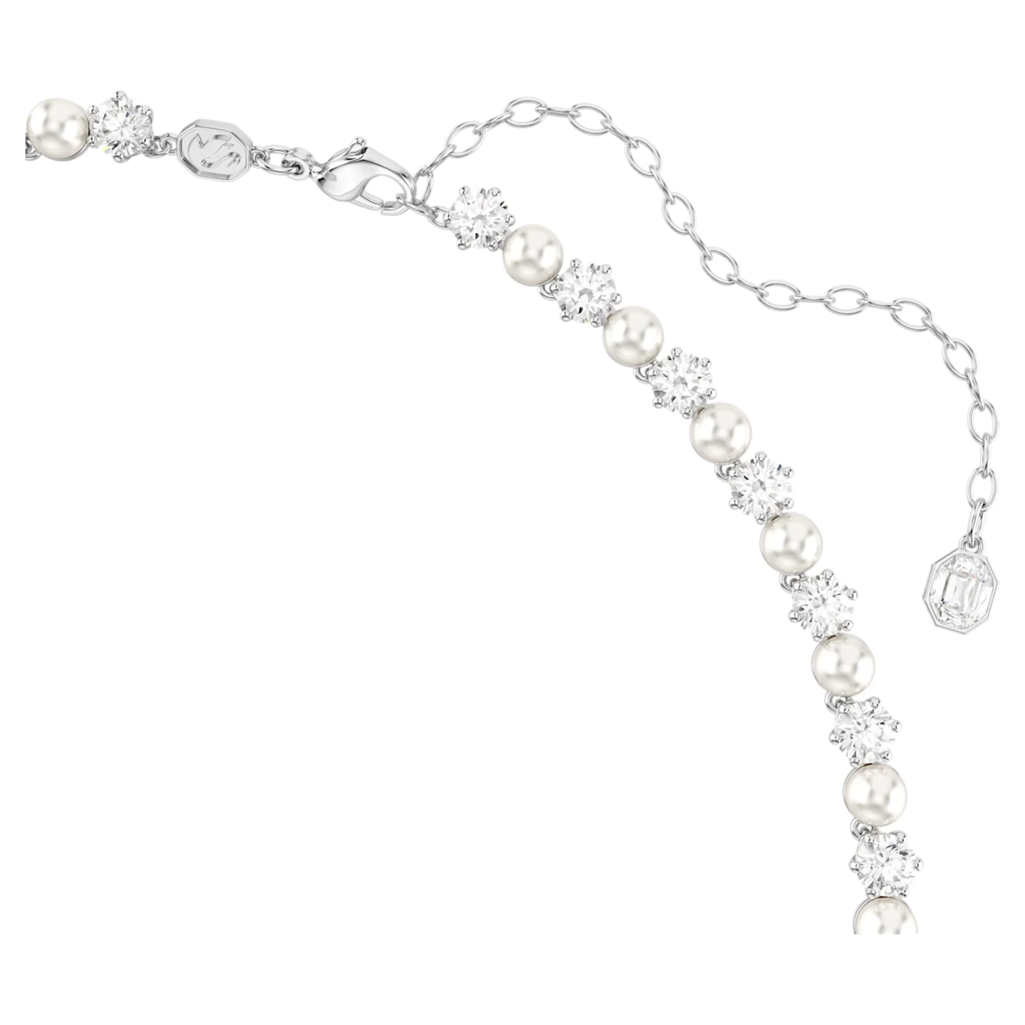Matrix set Crystal pearl, Round cut, White, Rhodium plated - Image 3