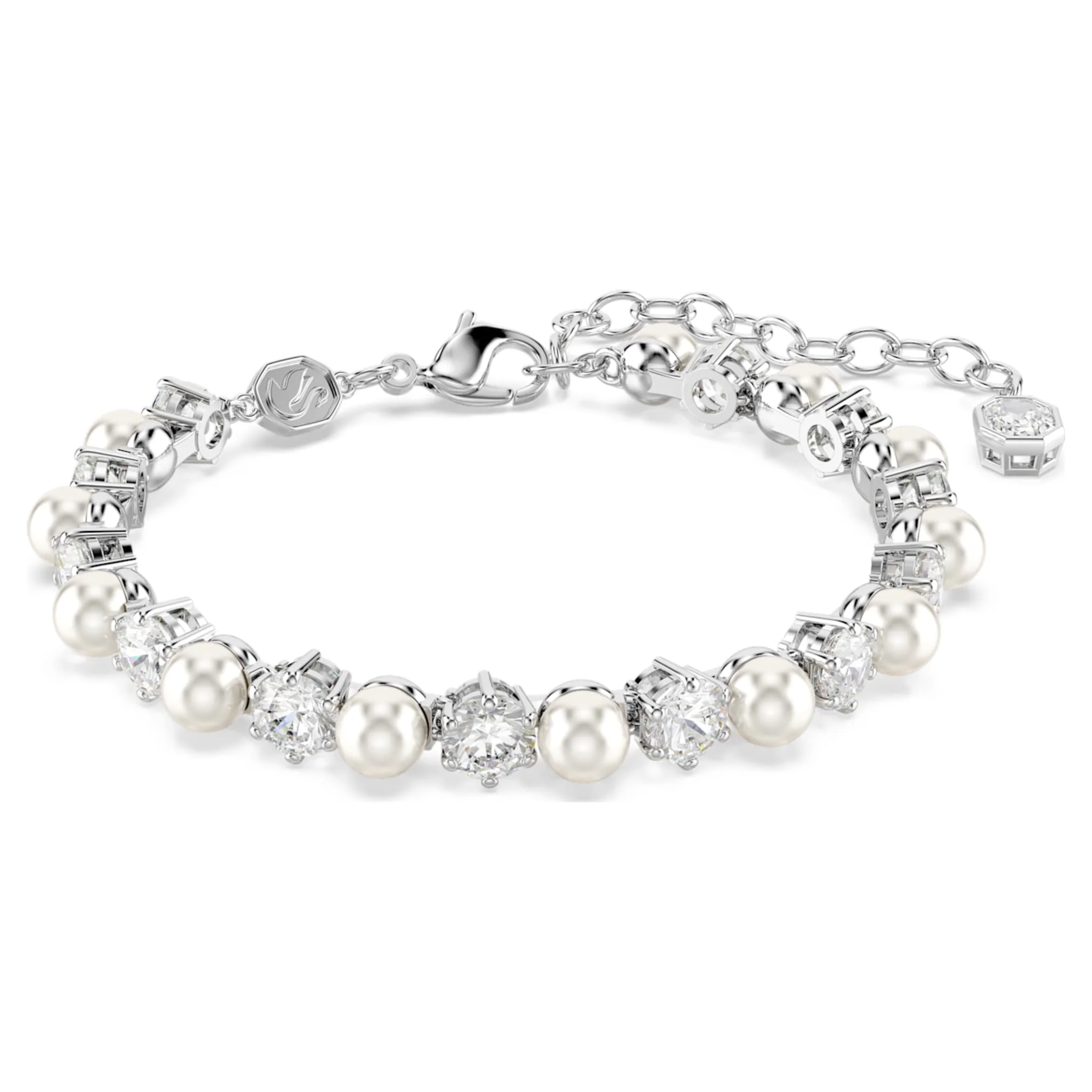 Matrix set Crystal pearl, Round cut, White, Rhodium plated - Image 4