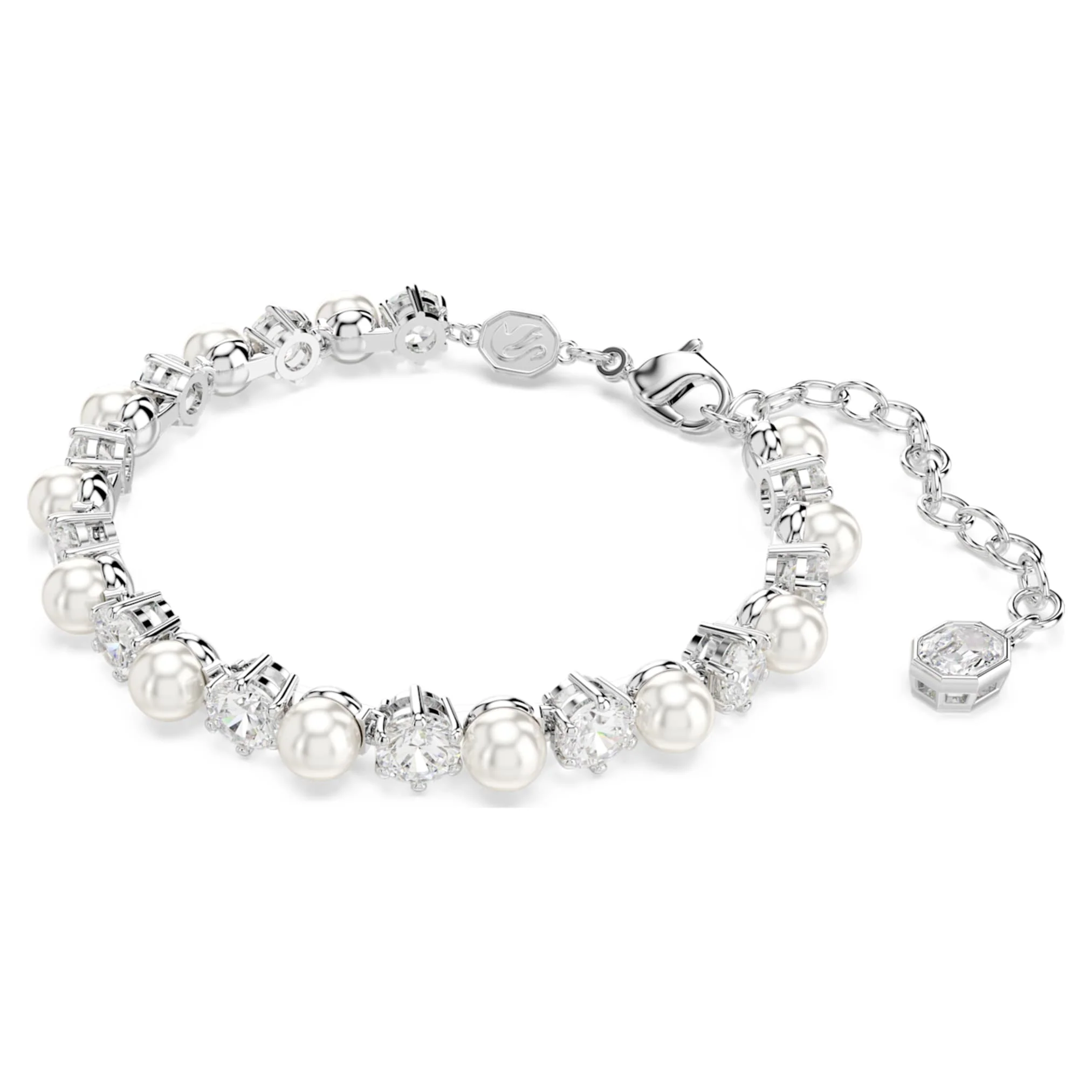 Matrix set Crystal pearl, Round cut, White, Rhodium plated - Image 5
