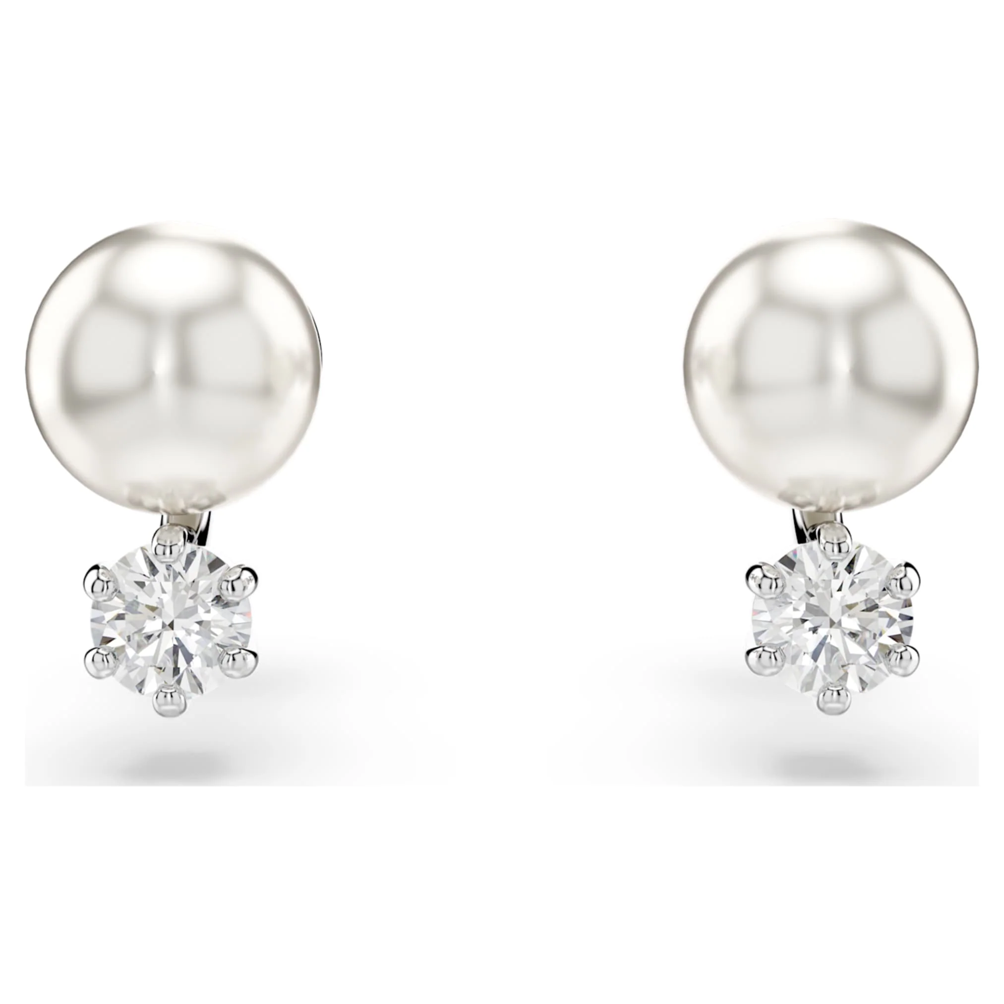 Matrix set Crystal pearl, Round cut, White, Rhodium plated - Image 6