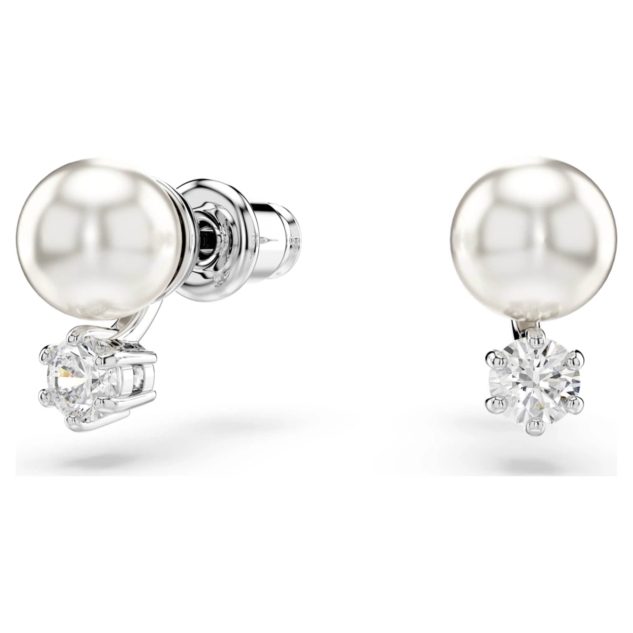 Matrix set Crystal pearl, Round cut, White, Rhodium plated - Image 7