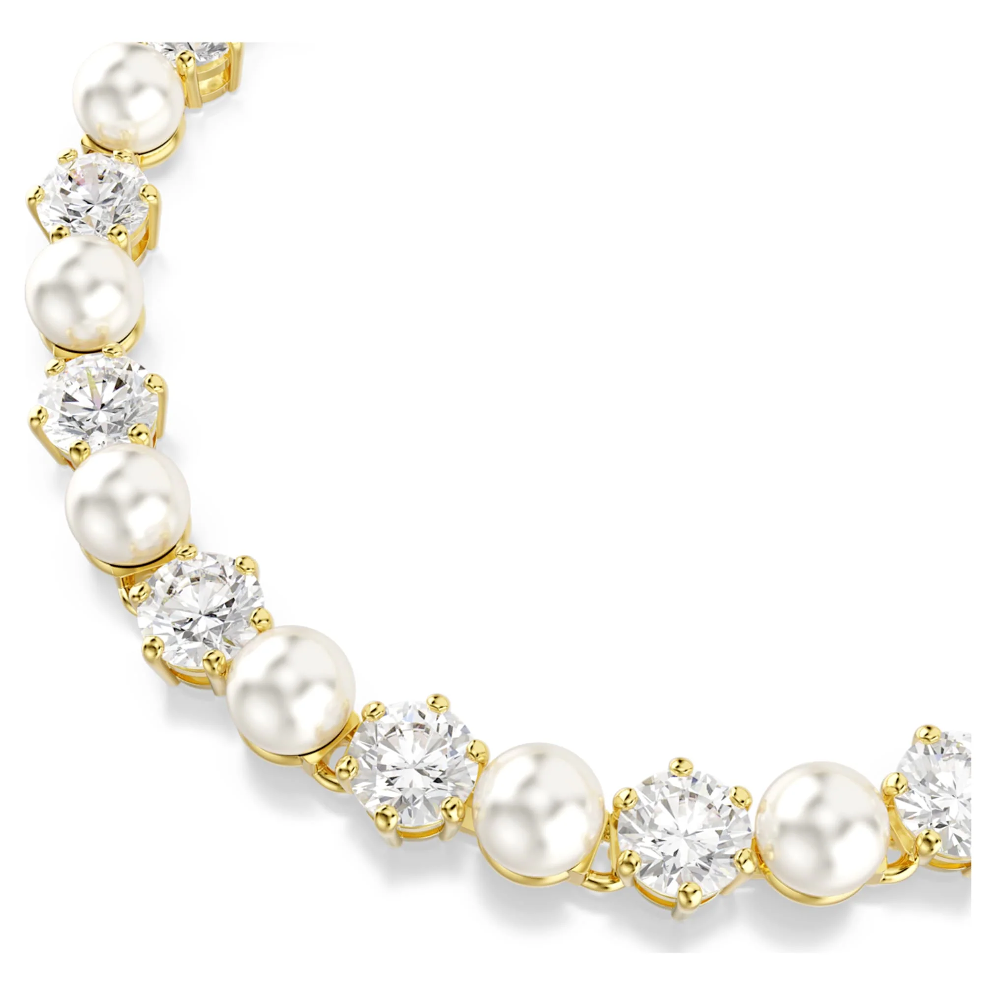 Matrix Tennis bracelet Crystal pearl, Round cut, White, Gold-tone plated - Image 4