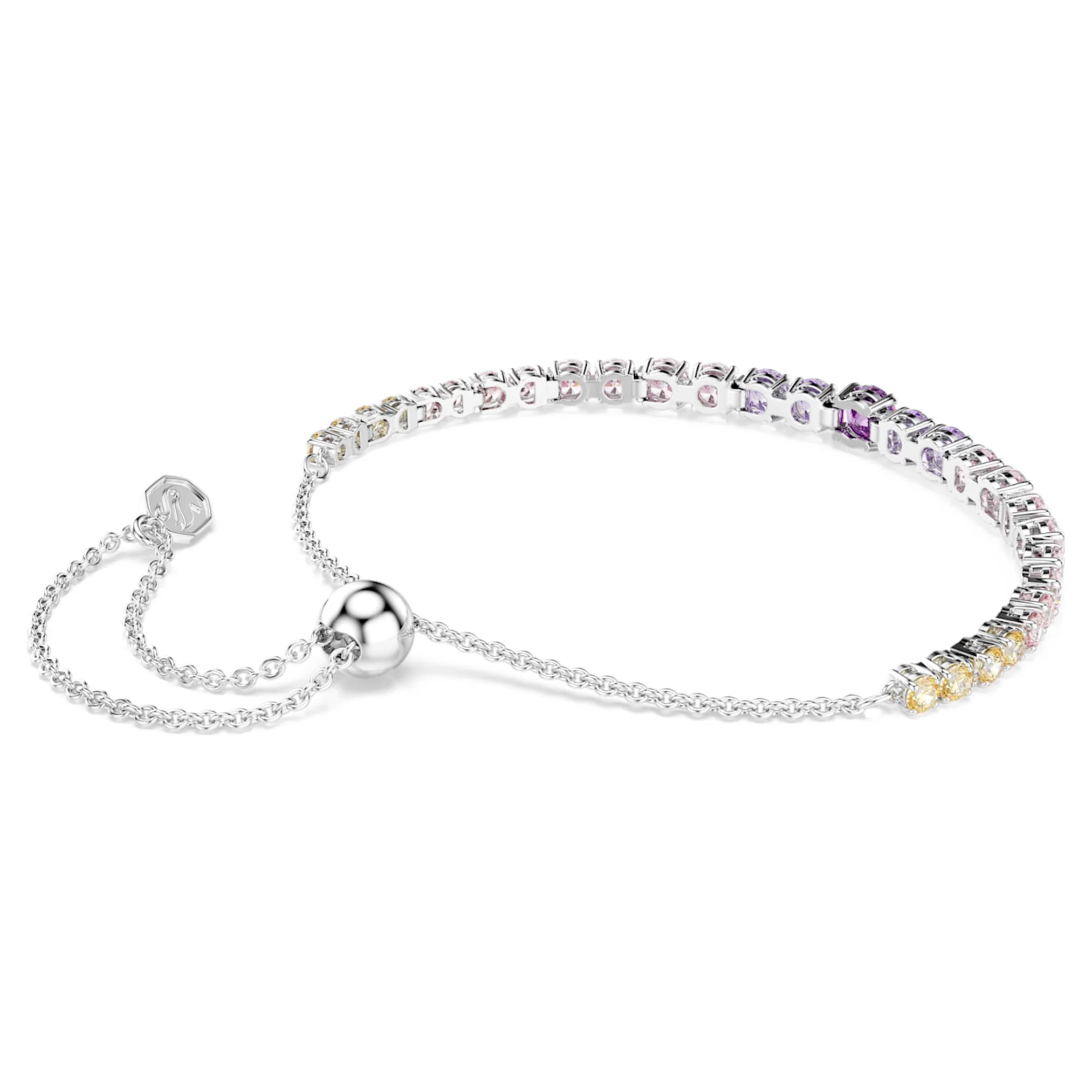 Matrix Tennis bracelet Gradient of round cuts, Multicolored, Rhodium plated - Image 5