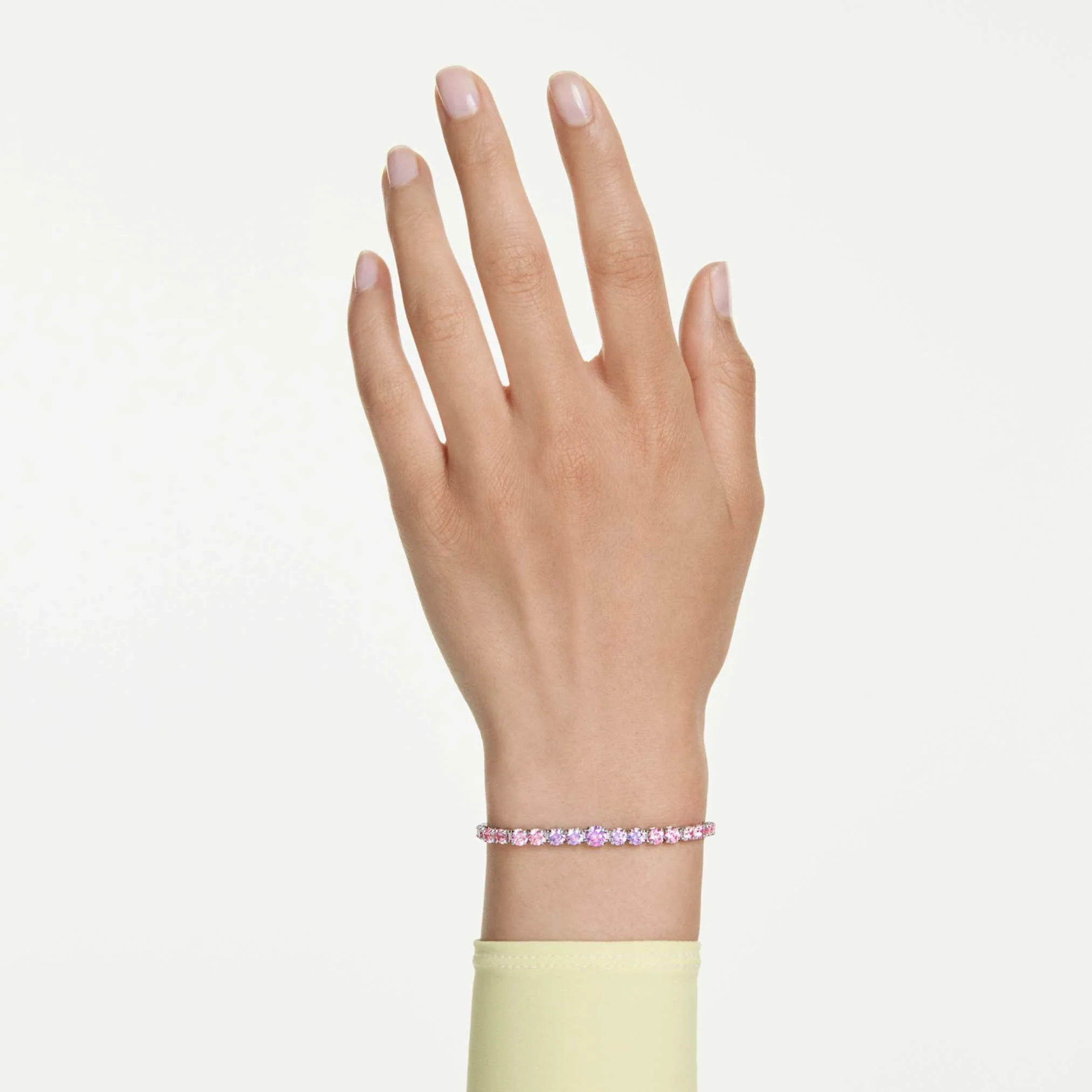 Matrix Tennis bracelet Gradient of round cuts, Multicolored, Rhodium plated - Image 6