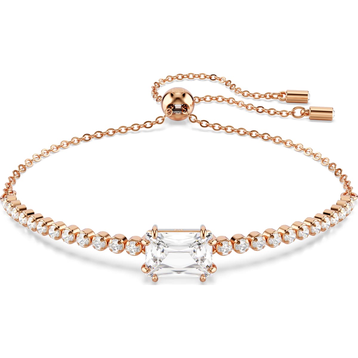 Matrix Tennis bracelet, Mixed cuts, White, Rose gold-tone plated
