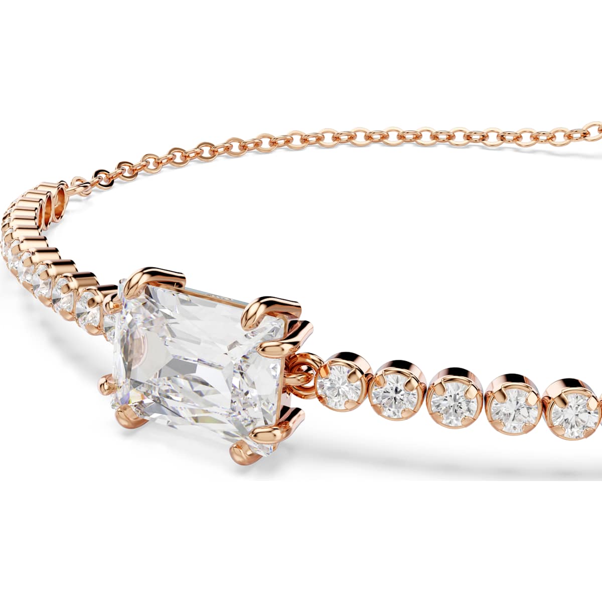 Matrix Tennis bracelet, Mixed cuts, White, Rose gold-tone plated - Image 4