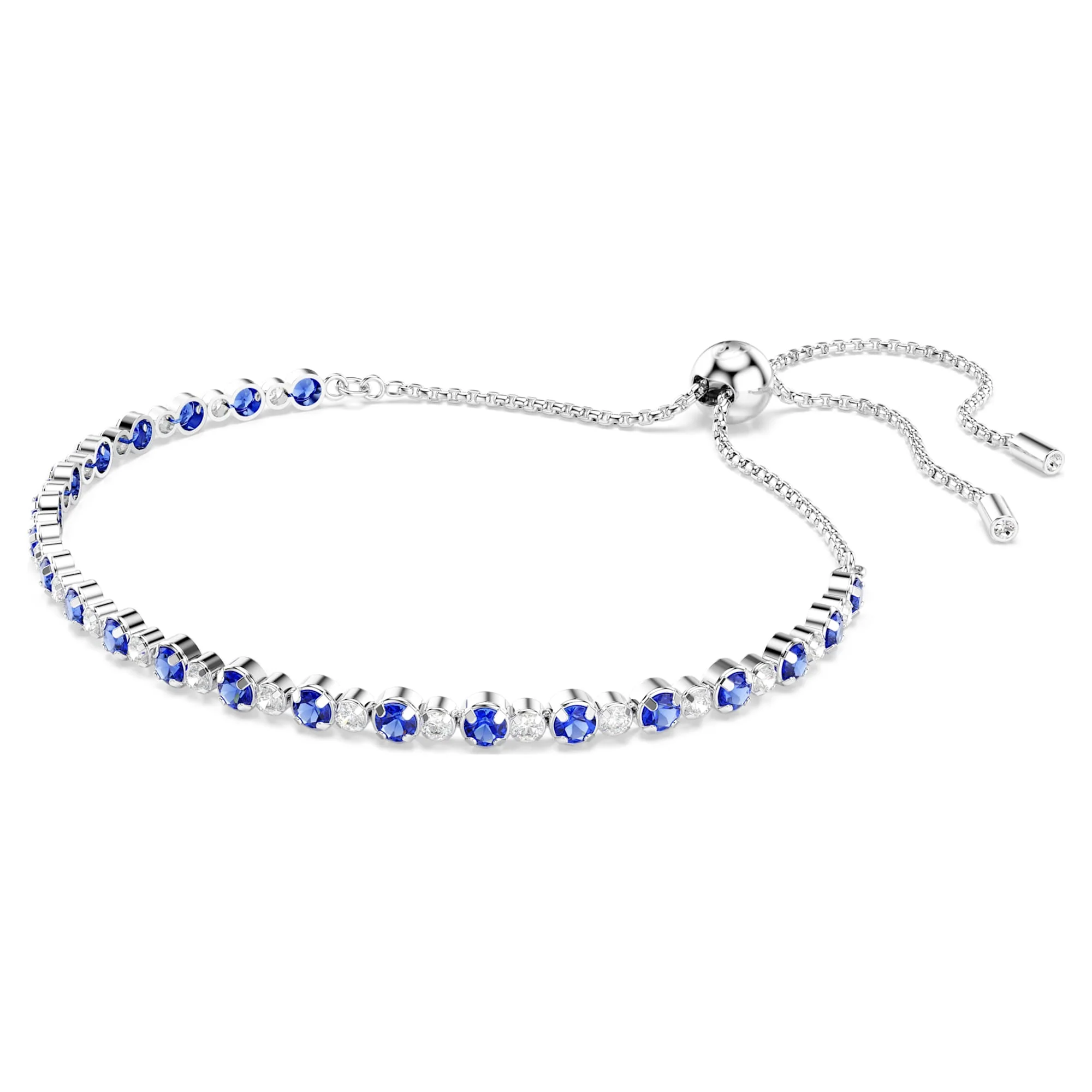 Matrix Tennis bracelet Mixed round cuts, Blue, Rhodium plated - Image 2